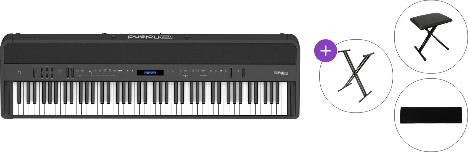 Piano de escenario digital Roland FP 90X Basic SET Piano de escenario digital Black