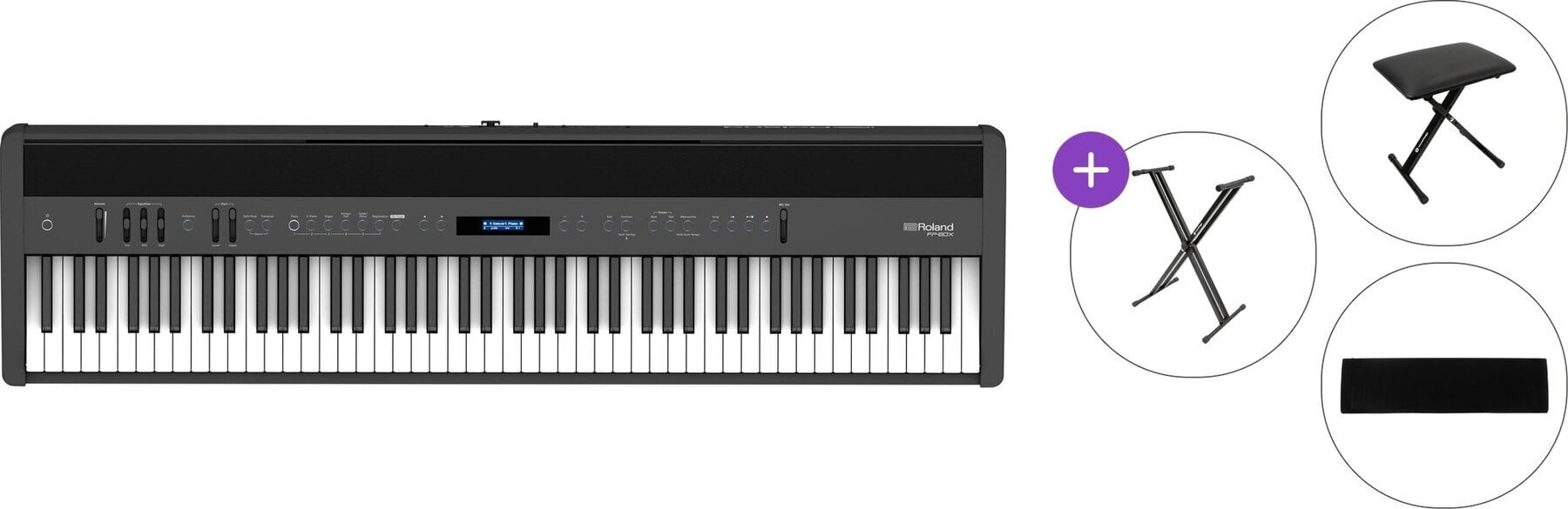 Digital Stage Piano Roland FP 60X Basic SET Digital Stage Piano Black