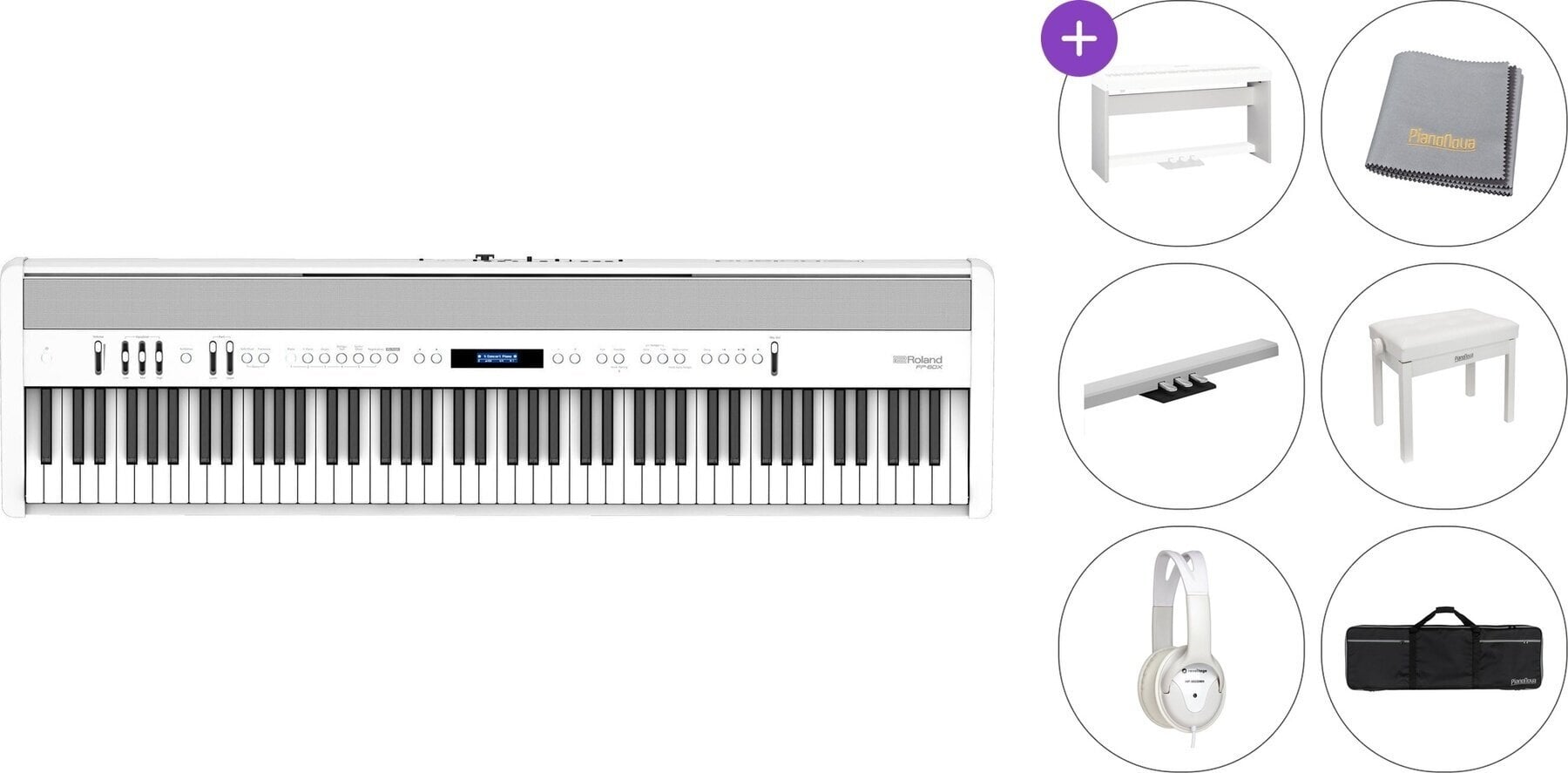 Piano de escenario digital Roland FP 60X Premium SET Piano de escenario digital White