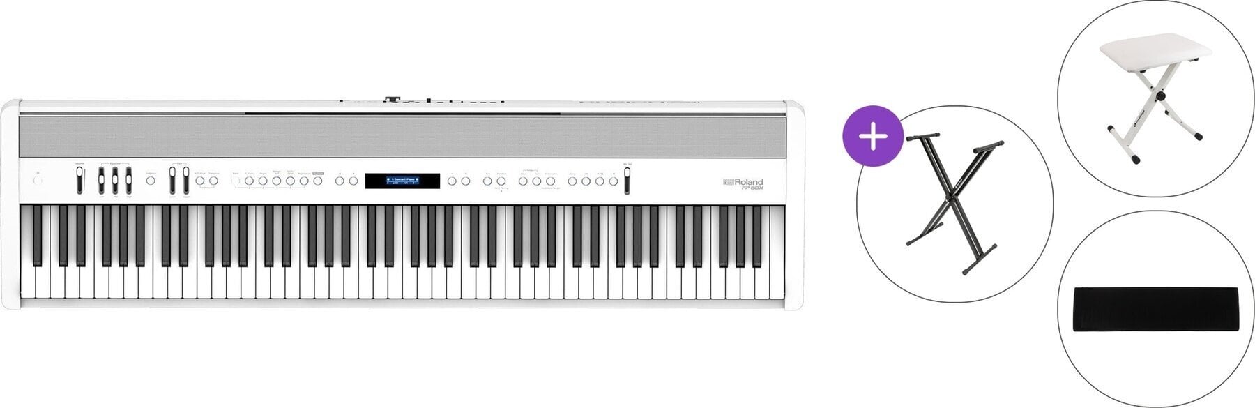 Piano de escenario digital Roland FP 60X Basic SET Piano de escenario digital White