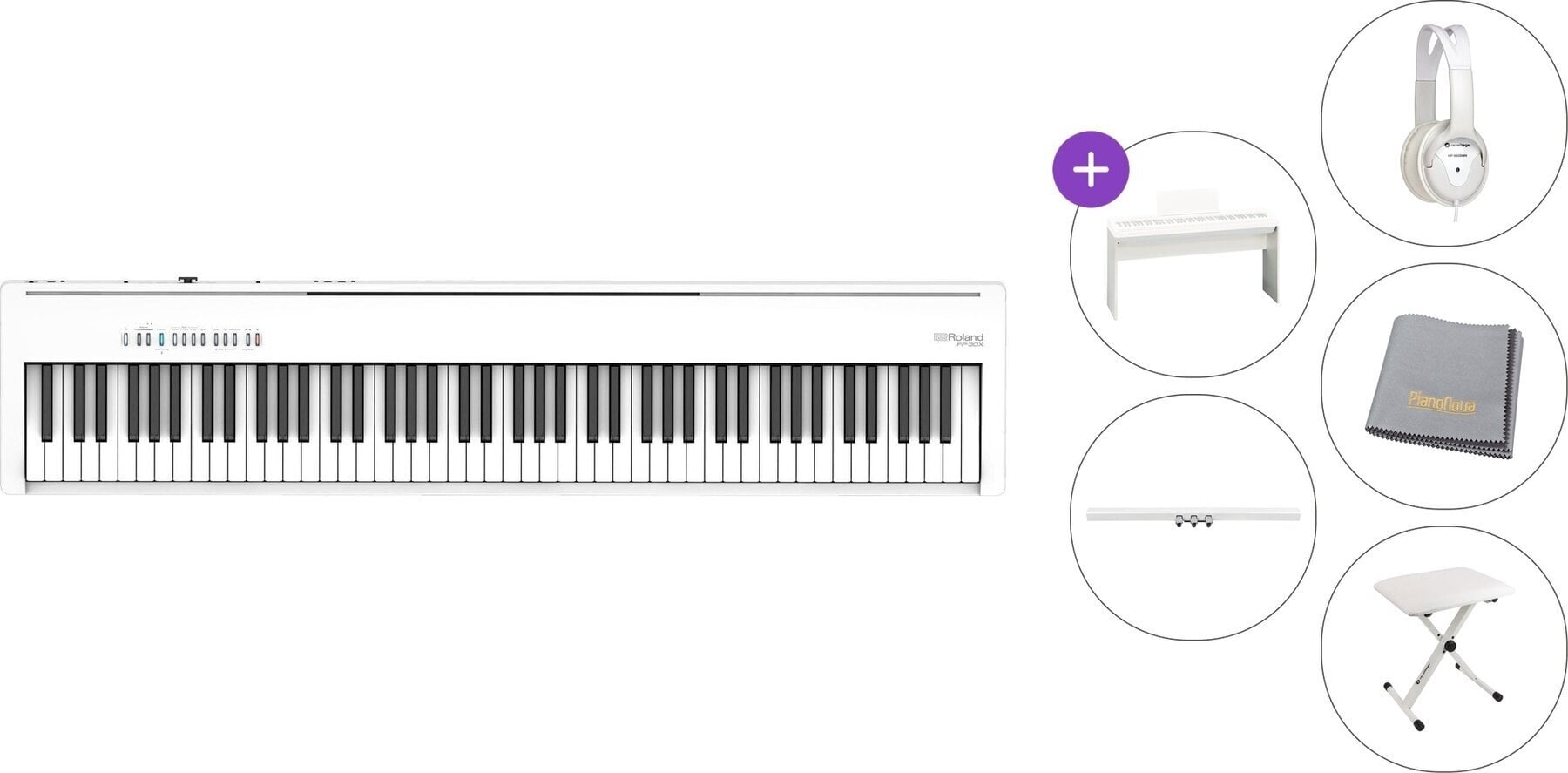 Дигитално Stage пиано Roland FP 30X Standard SET Дигитално Stage пиано White