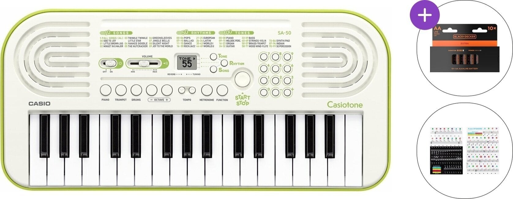 Детски синтезатор Casio SA-50 Basic SET Детски синтезатор White