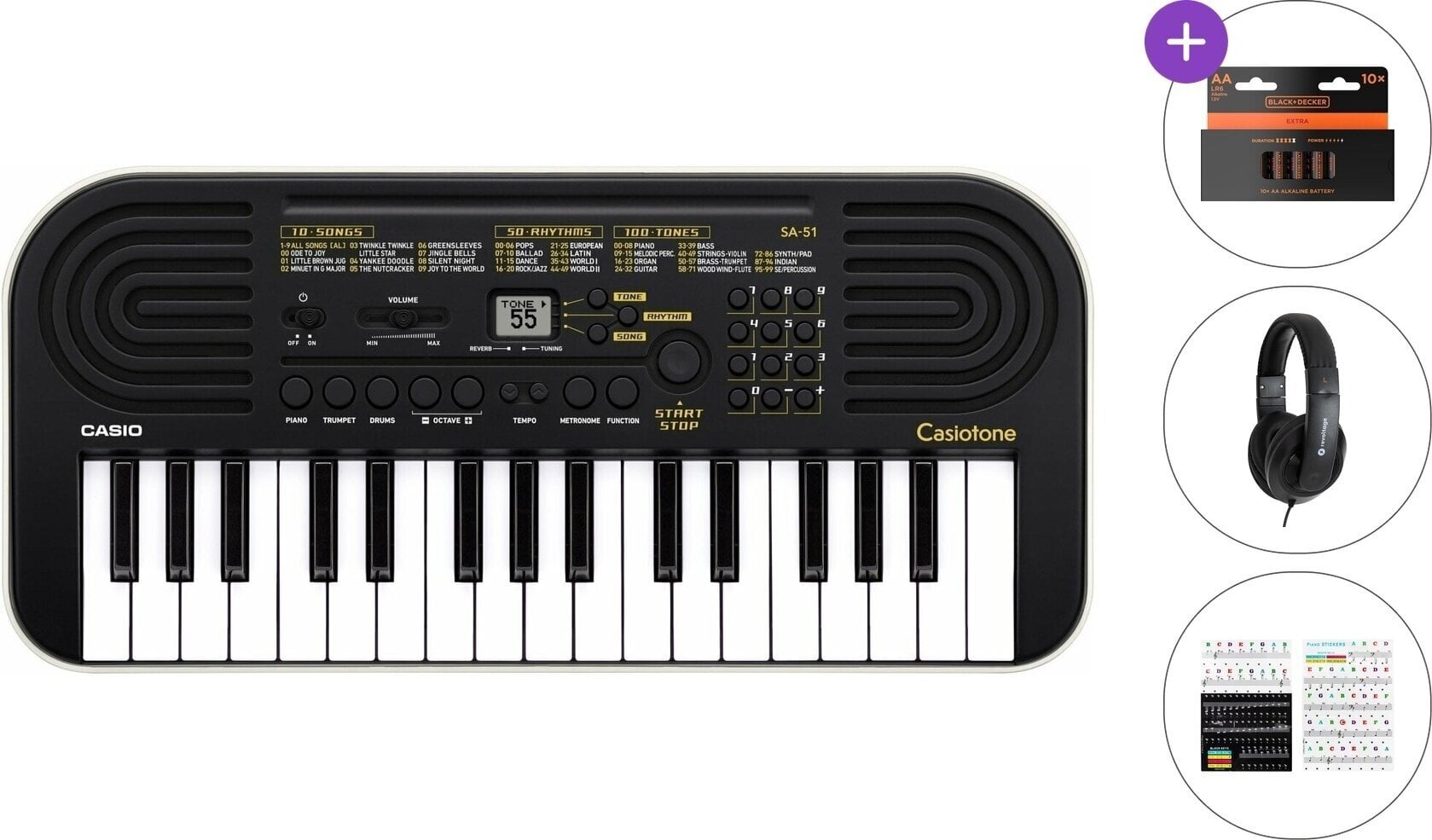 Kinder-Keyboard Casio SA-51 Standard SET Kinder-Keyboard Black