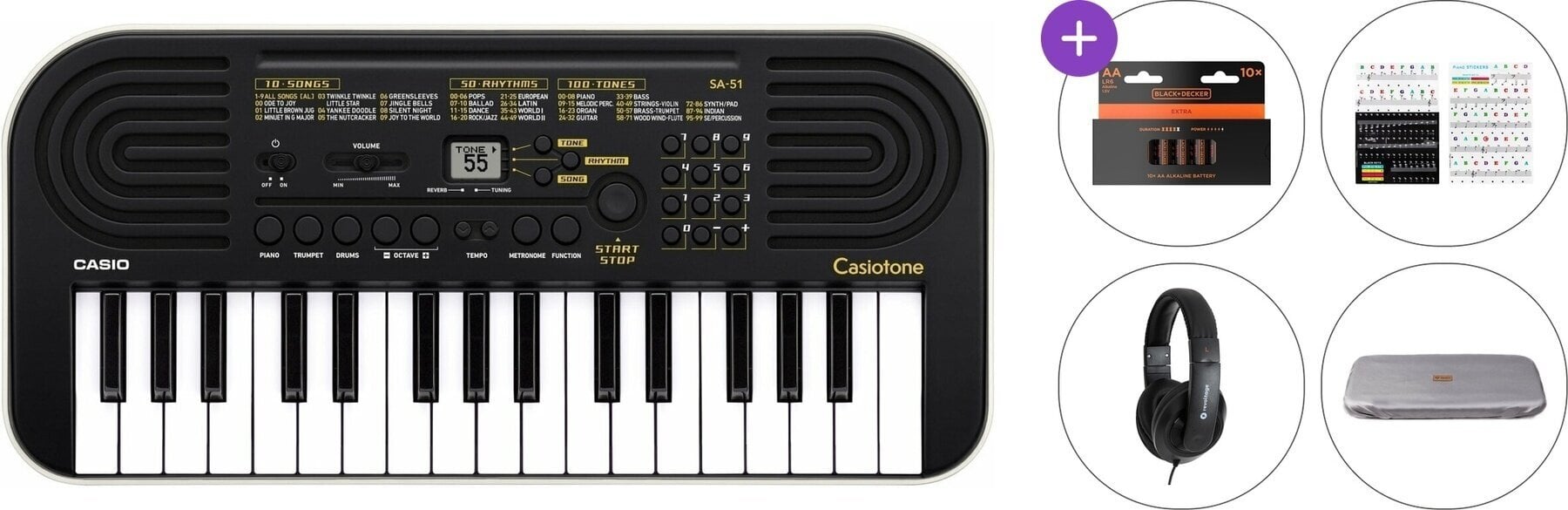 Kinder-Keyboard Casio SA-51 Premium SET Kinder-Keyboard Black