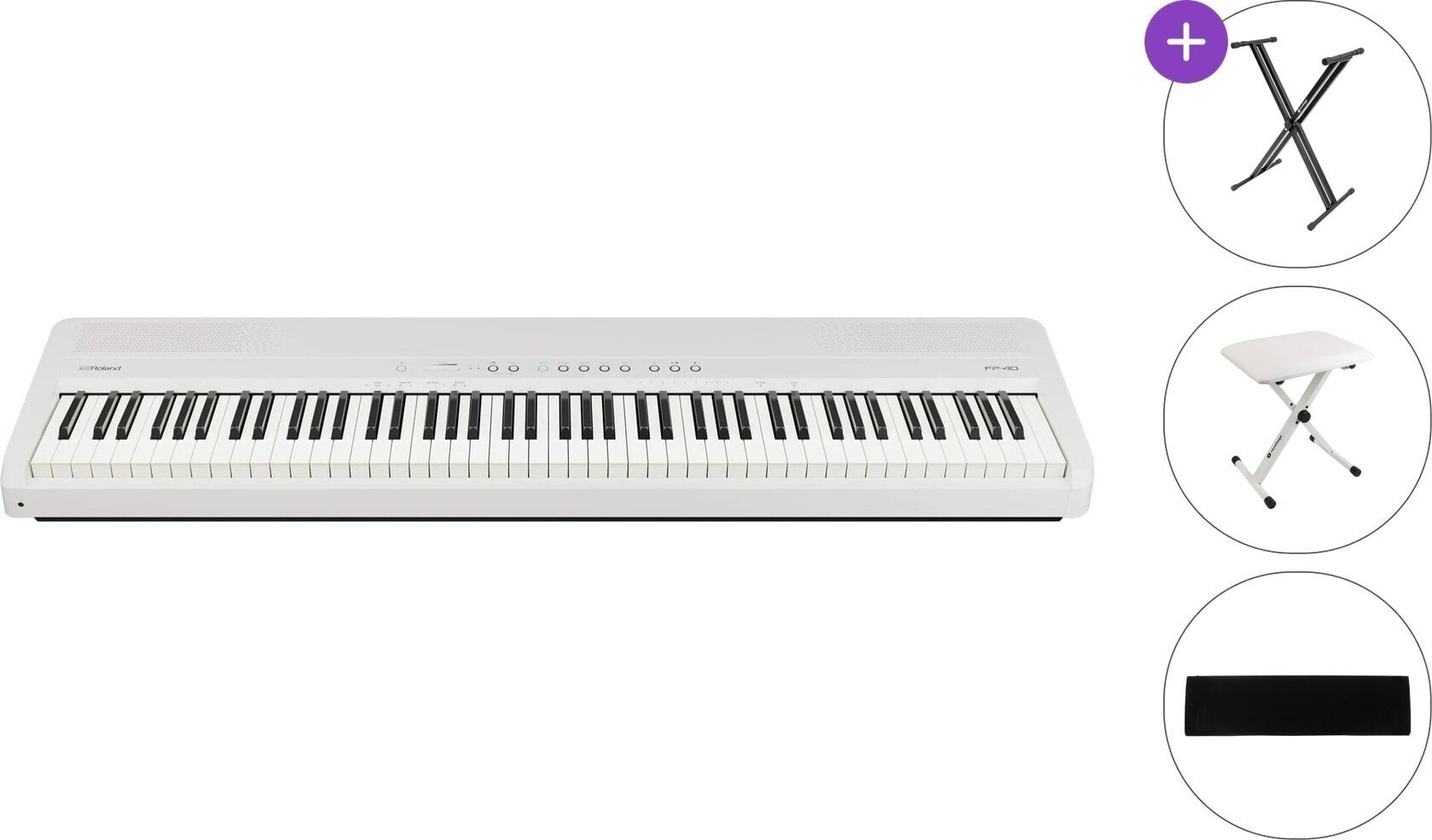 Cyfrowe stage pianino Roland FP-40 White Basic SET Cyfrowe stage pianino White