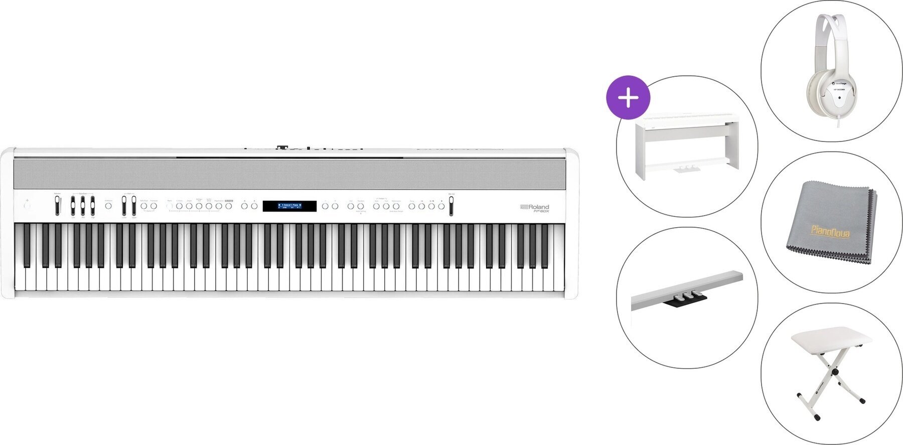 Piano de escenario digital Roland FP 60X White Standard SET Piano de escenario digital White