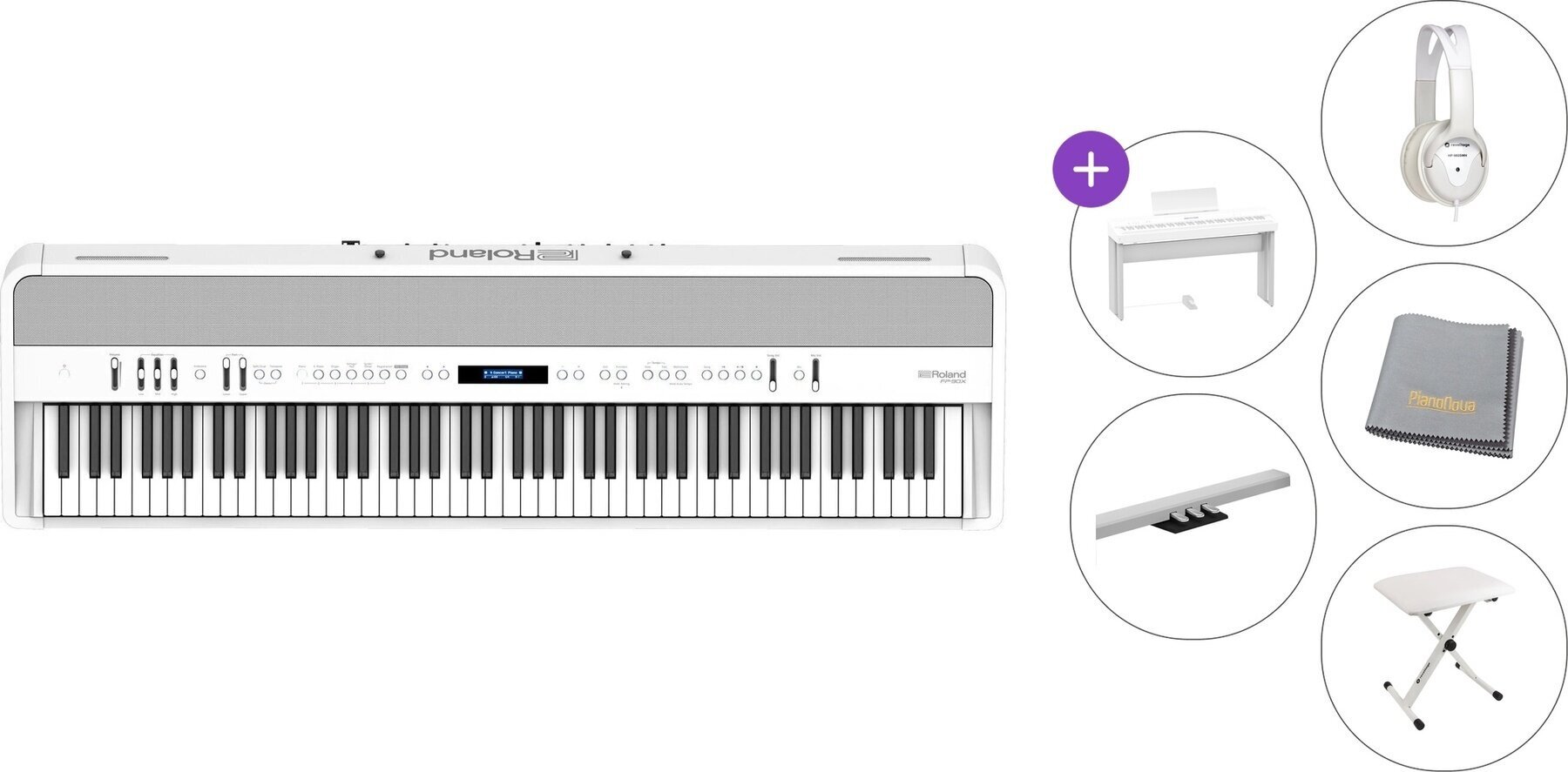 Piano de escenario digital Roland FP 90X White Standard SET Piano de escenario digital White