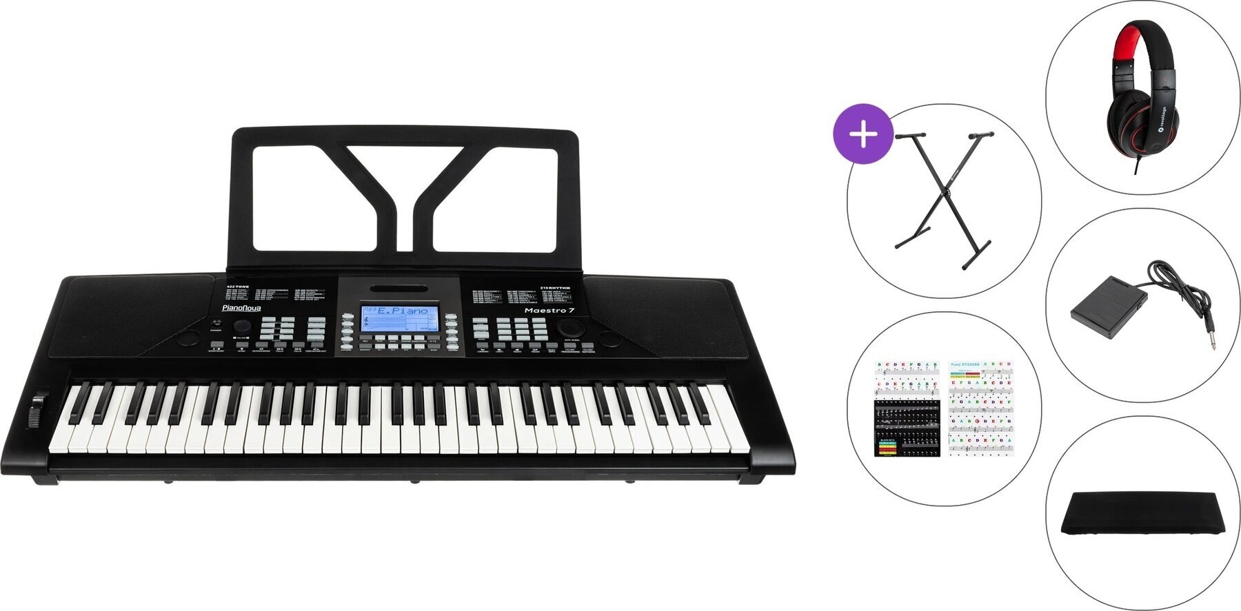 Keyboard med berøringsrespons Pianonova Maestro 7 Premium SET Keyboard med berøringsrespons Black