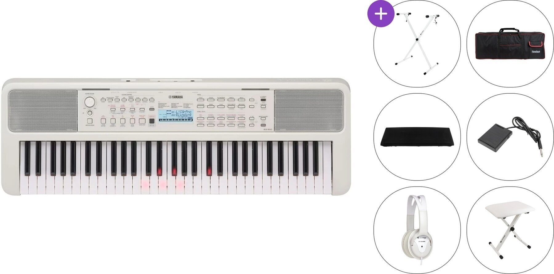 Keyboard med berøringsrespons Yamaha EZ-310 Premium SET Keyboard med berøringsrespons White