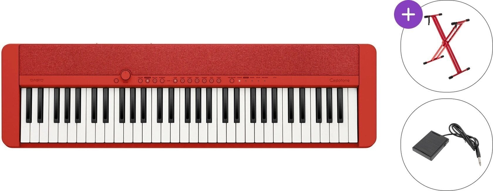 Keyboard med berøringsrespons Casio CT-S1 Basic SET Keyboard med berøringsrespons Red