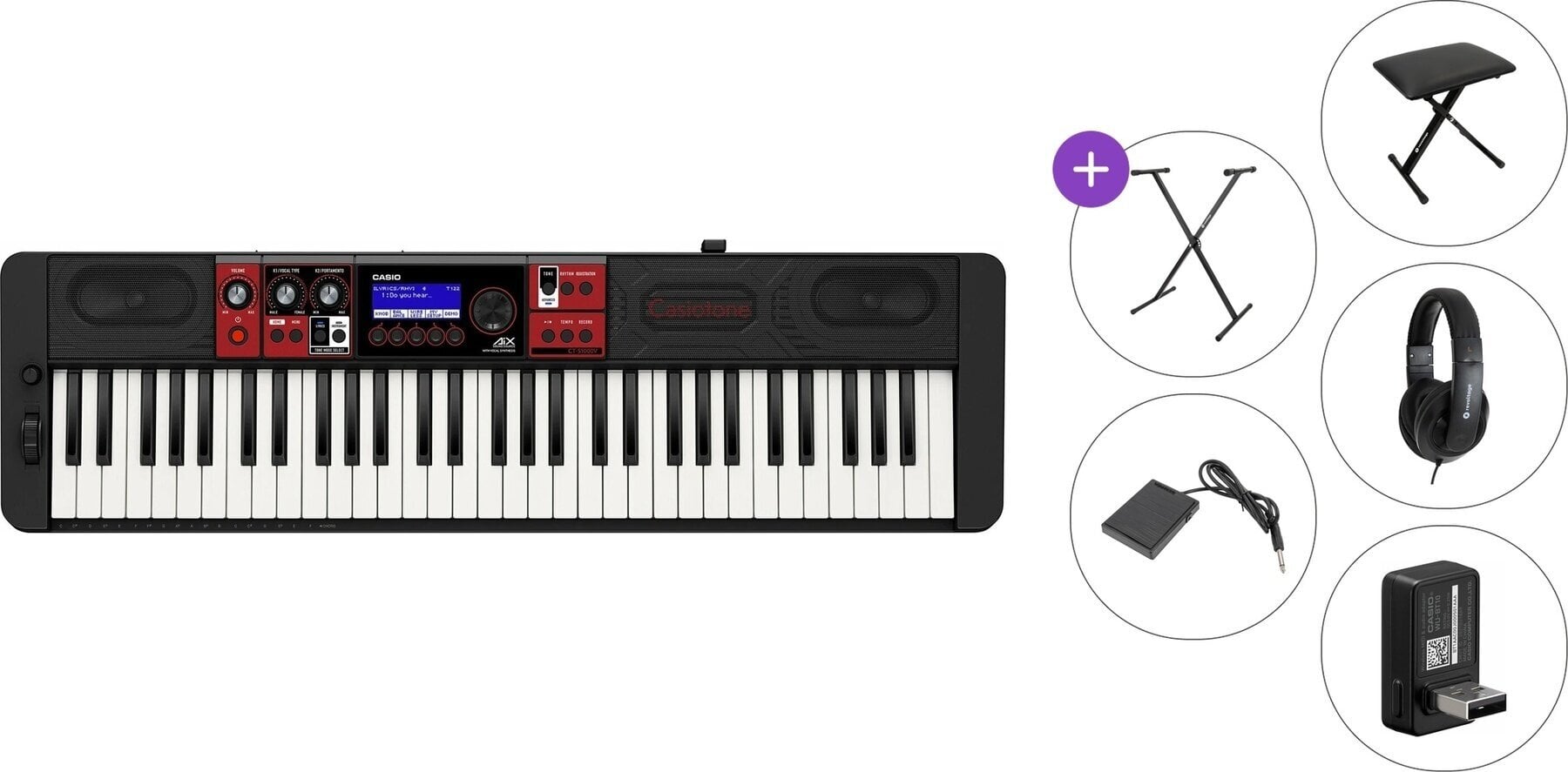Klavijatura sa dinamikom Casio CT-S1000V Premium SET Klavijatura sa dinamikom Black