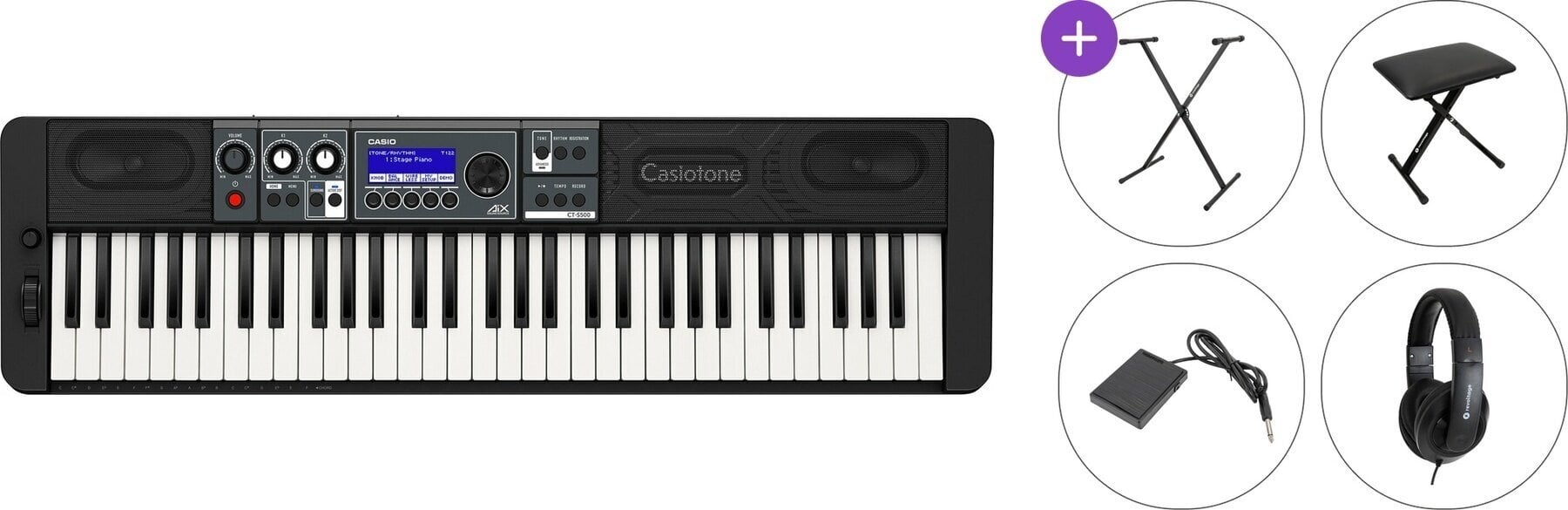 Klavijatura sa dinamikom Casio CT-S500 Standard SET Klavijatura sa dinamikom Black