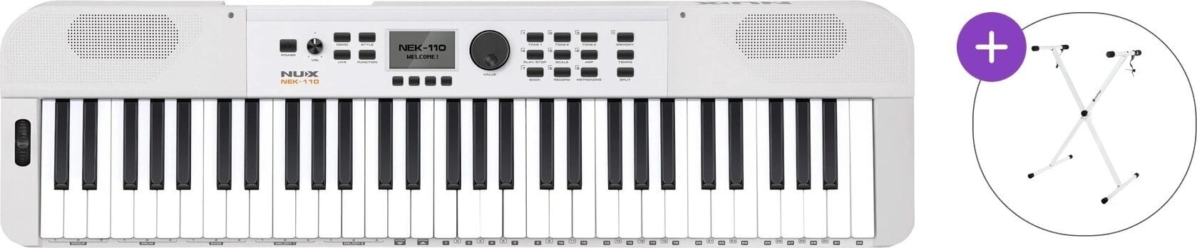 Keyboard with Touch Response Nux NEK-110 Basic SET Keyboard with Touch Response White