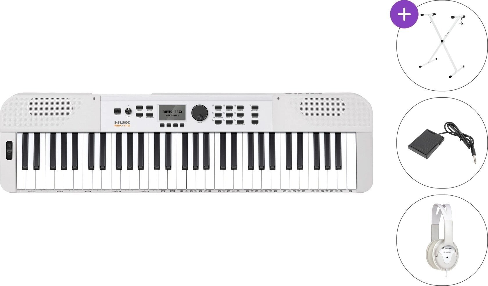 Keyboard med berøringsrespons Nux NEK-110 Standard SET Keyboard med berøringsrespons White