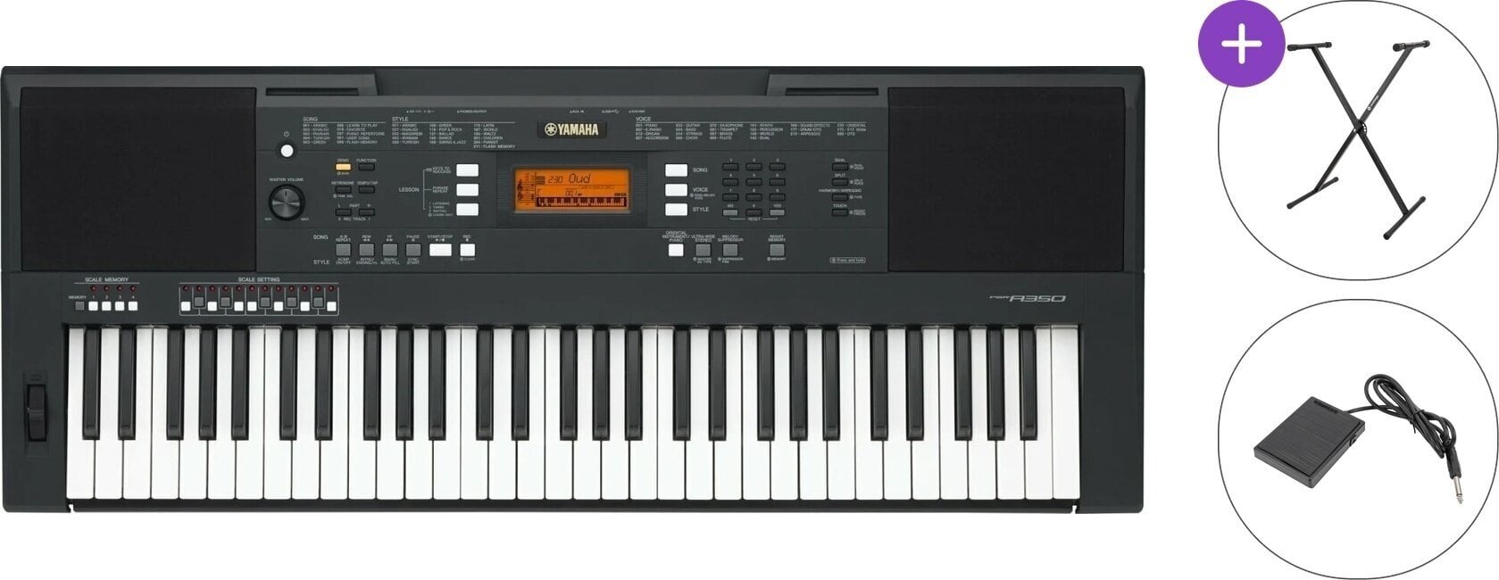 Keyboard med berøringsrespons Yamaha PSR-A350 Basic SET Keyboard med berøringsrespons