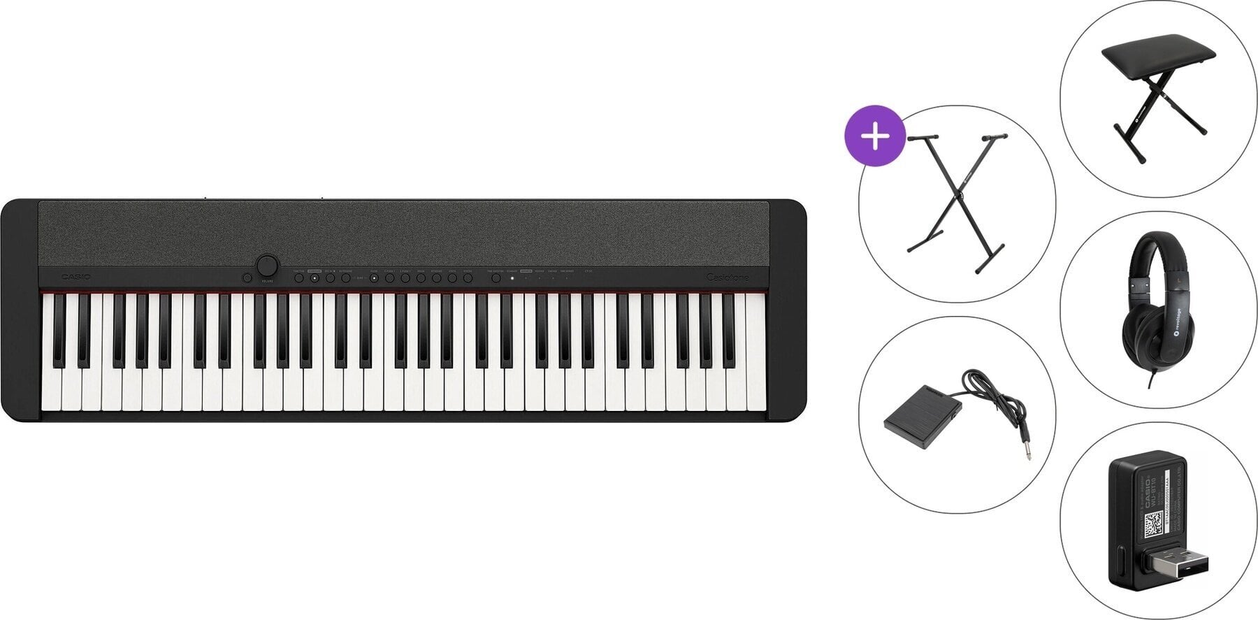 Keyboard s dynamikou Casio CT-S1 Premium SET Keyboard s dynamikou Black