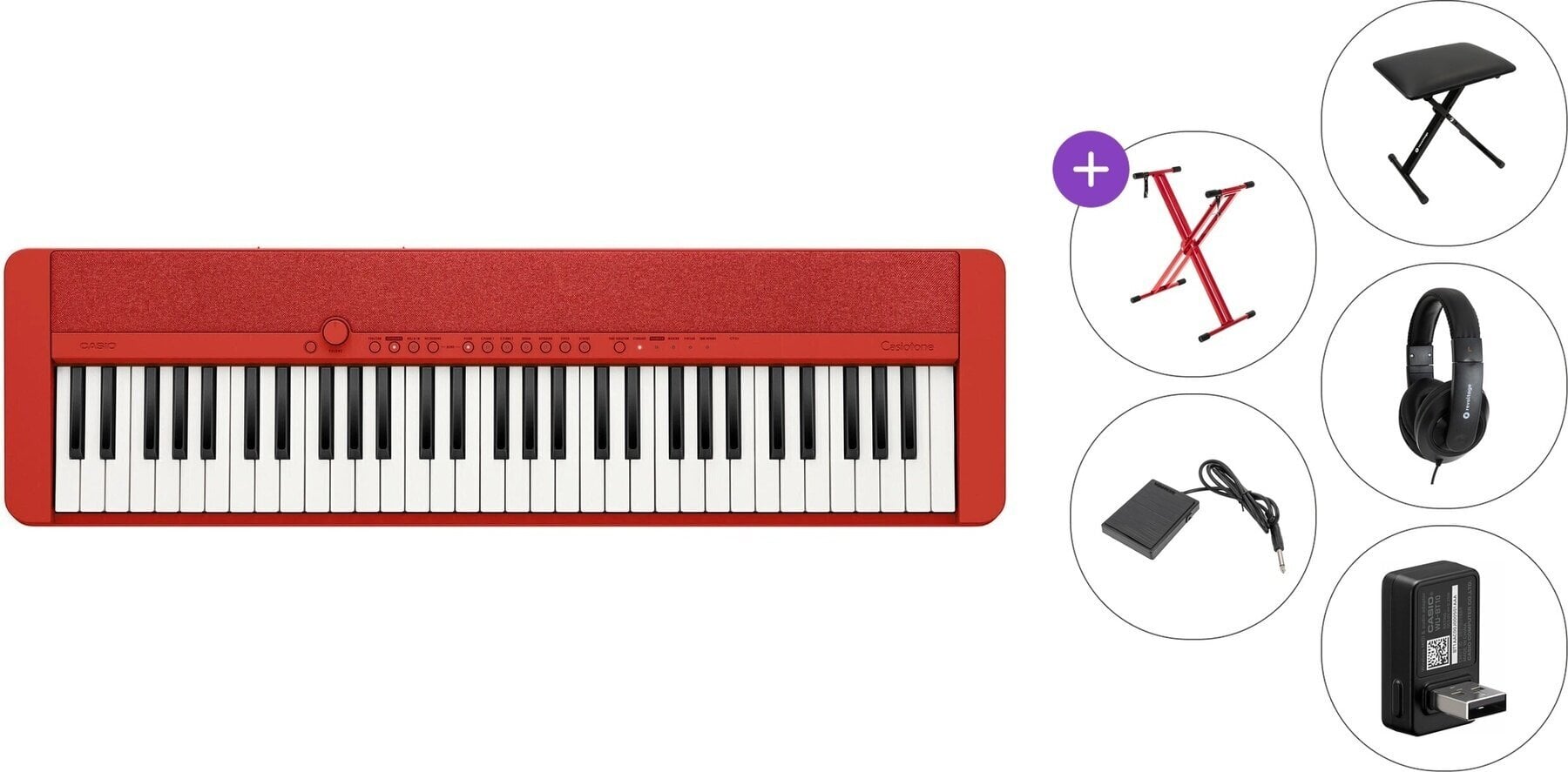 Teclado con respuesta táctil Casio CT-S1 Premium SET Teclado con respuesta táctil Red