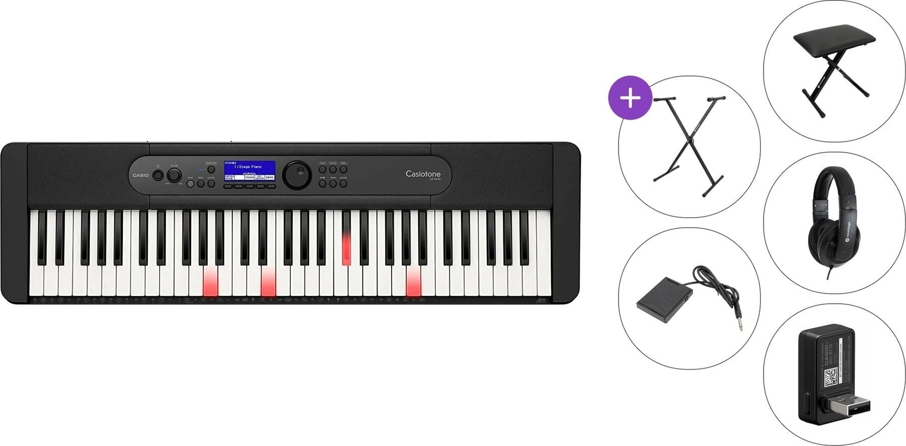 Claviatură cu dinamică Casio LK-S450 Premium SET Claviatură cu dinamică