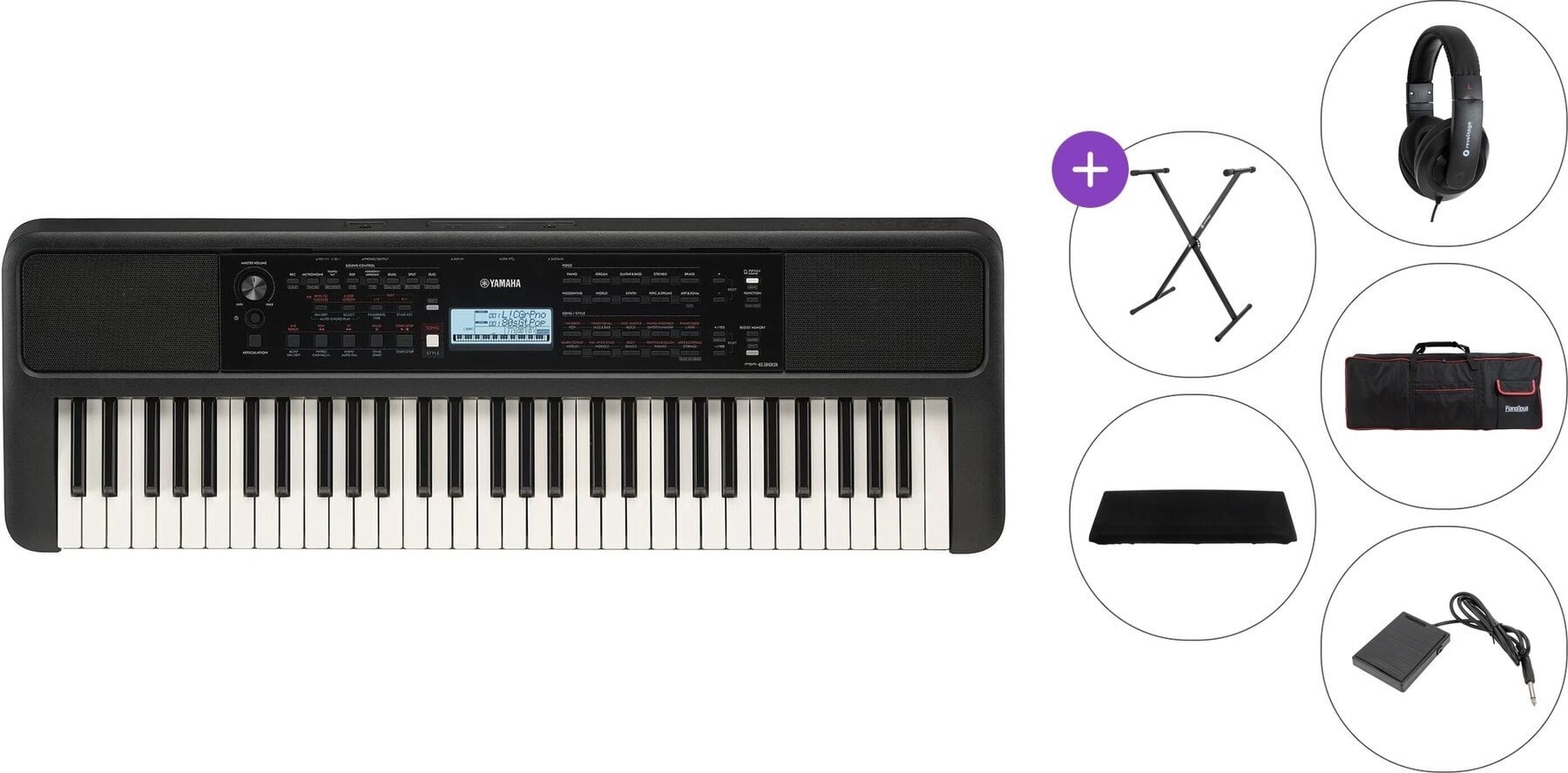 Clavier dynamique Yamaha PSR-E383 Premium SET Clavier dynamique Black