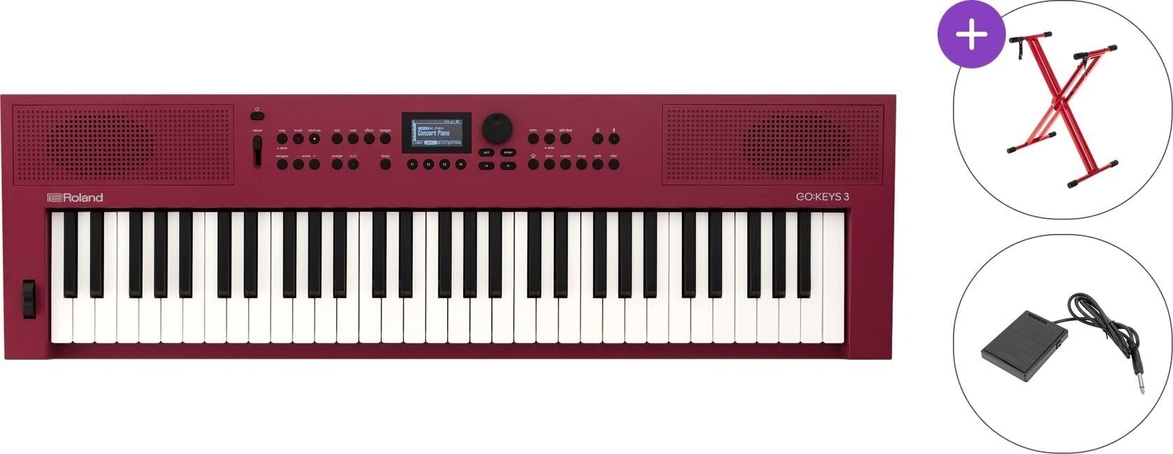 Klawiatura z dynamiką Roland GO:KEYS 3 Basic SET Klawiatura z dynamiką Dark Red
