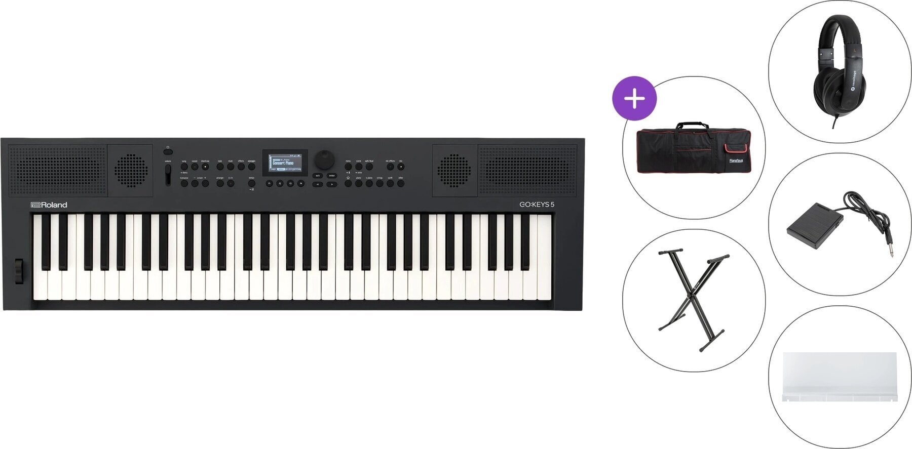 Clavier dynamique Roland GO:KEYS 5 Premium SET Clavier dynamique Graphite