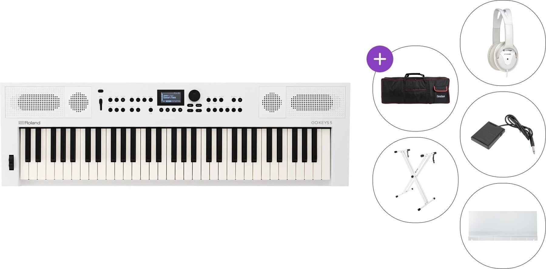 Clavier dynamique Roland GO:KEYS 5 Premium SET Clavier dynamique White