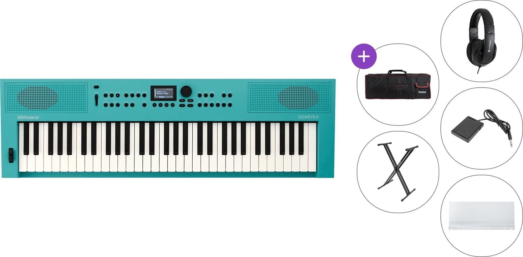Clavier dynamique Roland GO:KEYS 3 Premium SET Clavier dynamique Turquoise