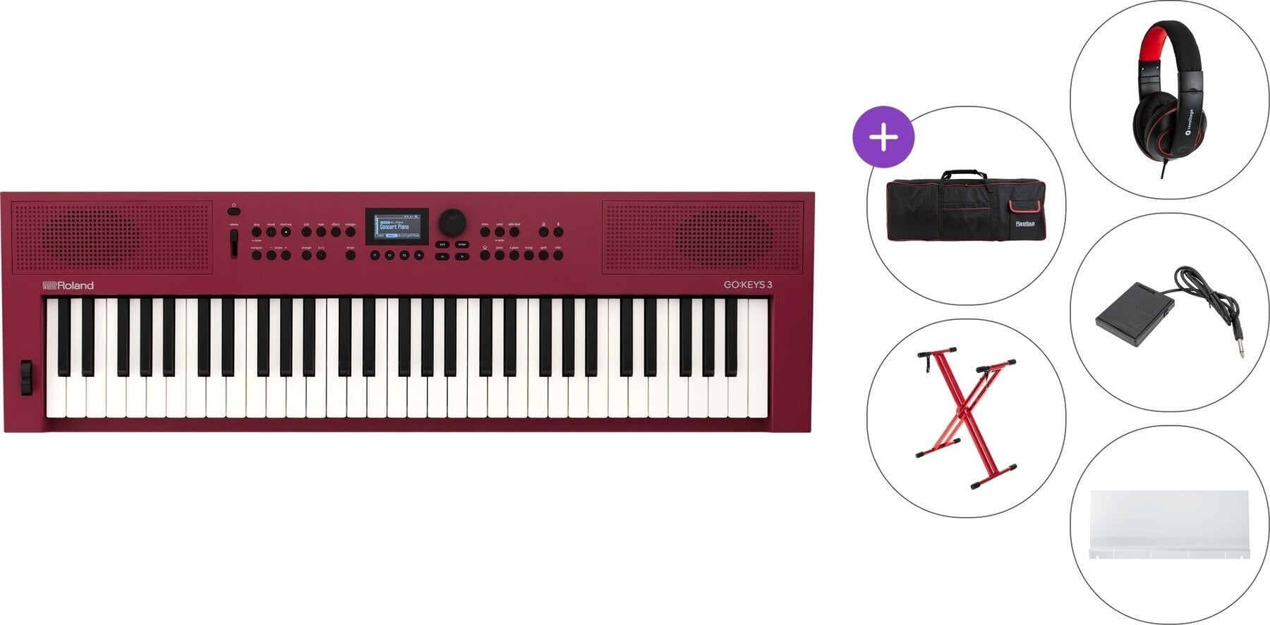 Clavier dynamique Roland GO:KEYS 3 Premium SET Clavier dynamique Dark Red