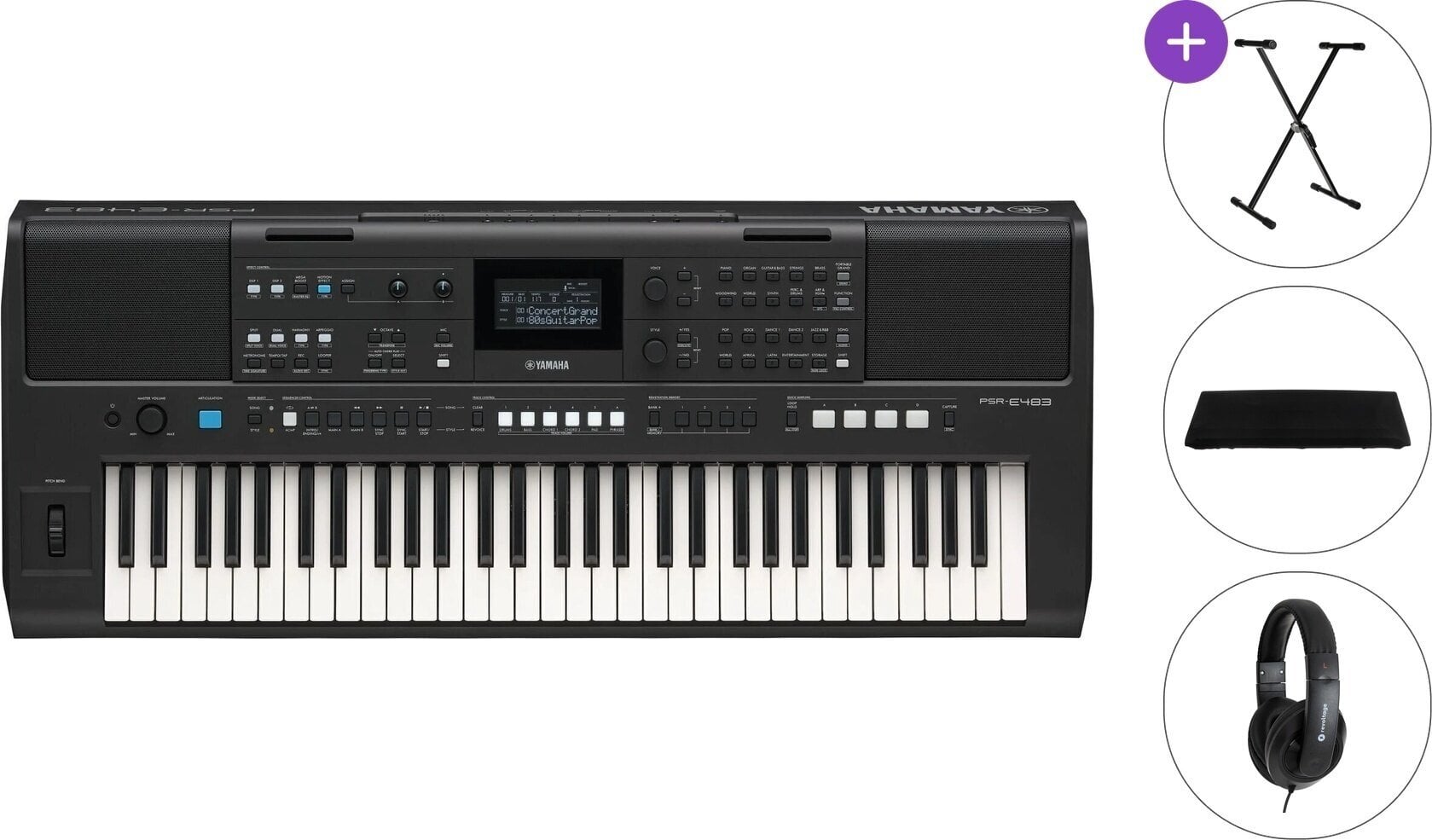 Keyboard mit Touch Response Yamaha PSR-E483 Standard SET Keyboard mit Touch Response Black