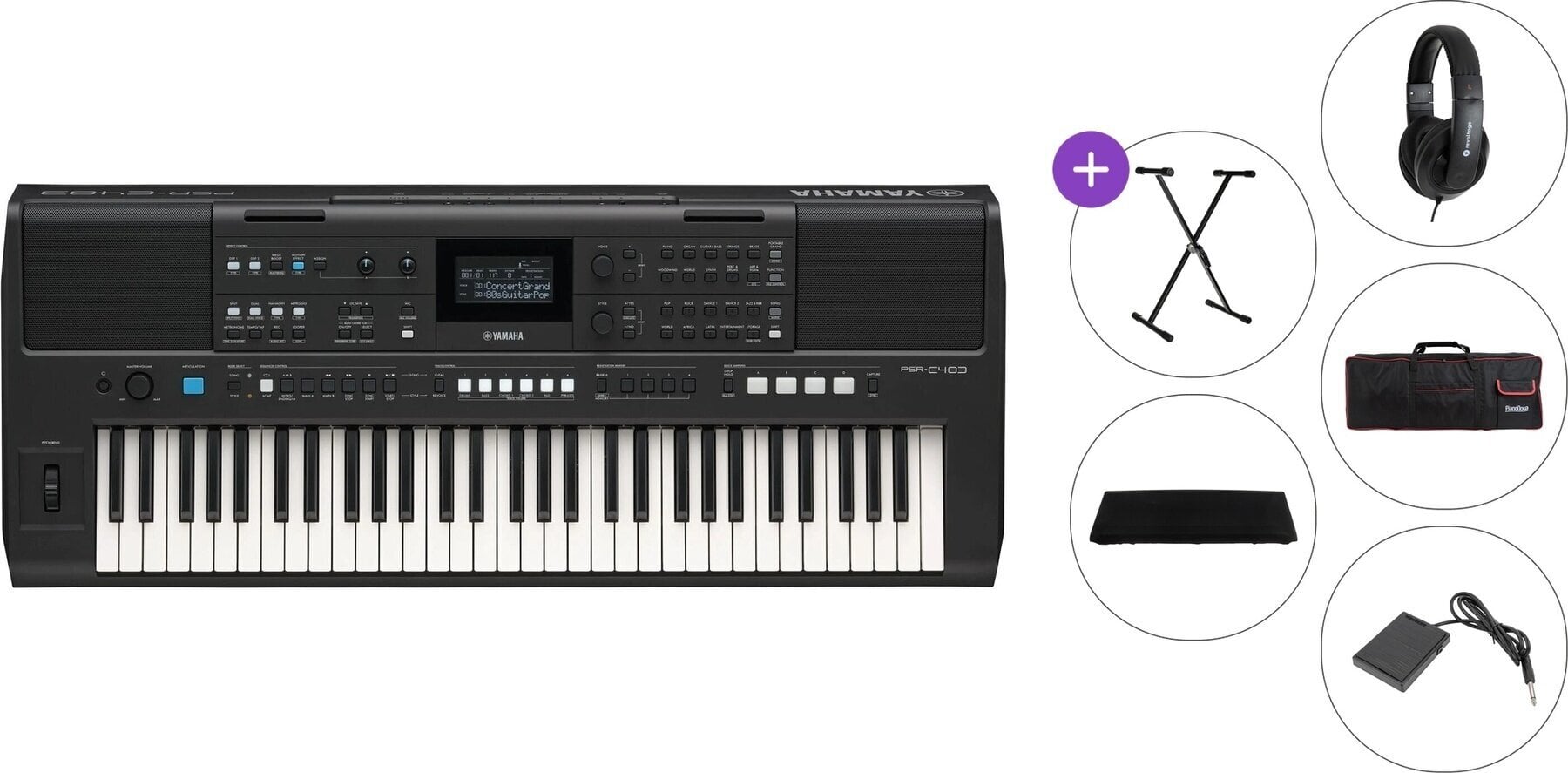 Keyboard mit Touch Response Yamaha PSR-E483 Premium SET Keyboard mit Touch Response Black