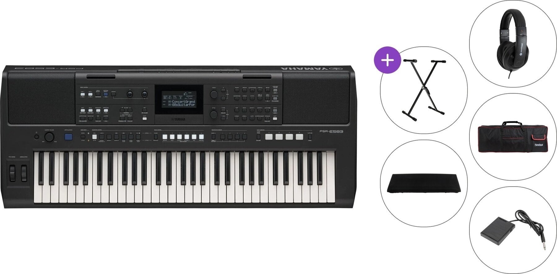 Clavier dynamique Yamaha PSR-E583 Premium SET Clavier dynamique Black