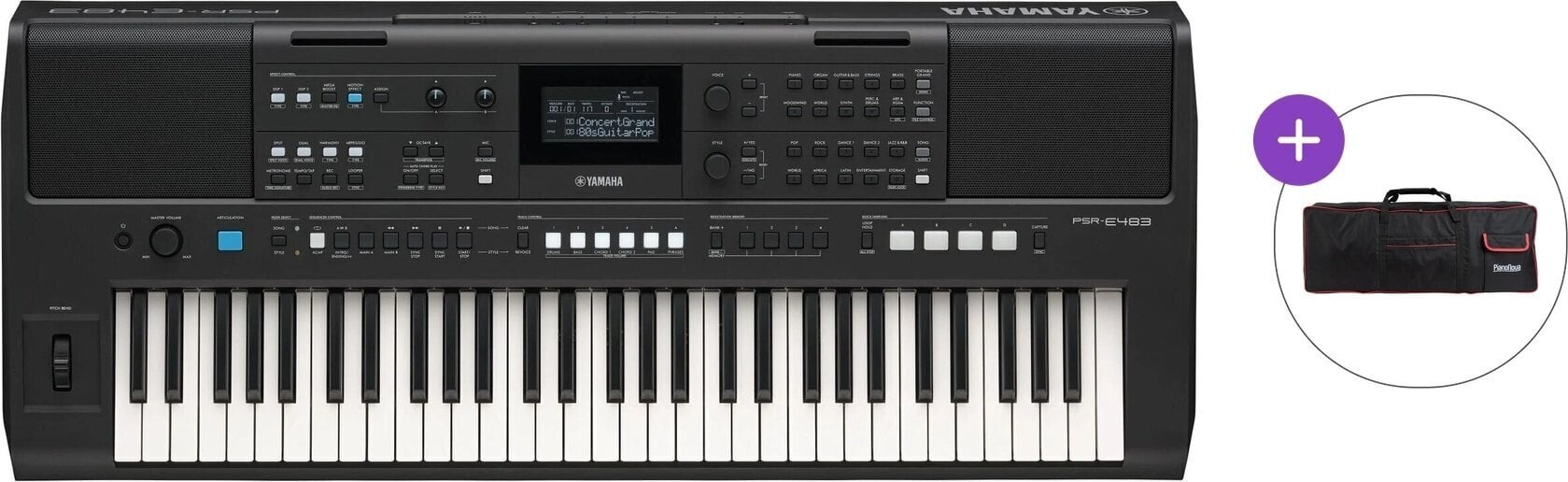 Klavijatura s dinamikom Yamaha PSR-E483 Basic SET Klavijatura s dinamikom Black