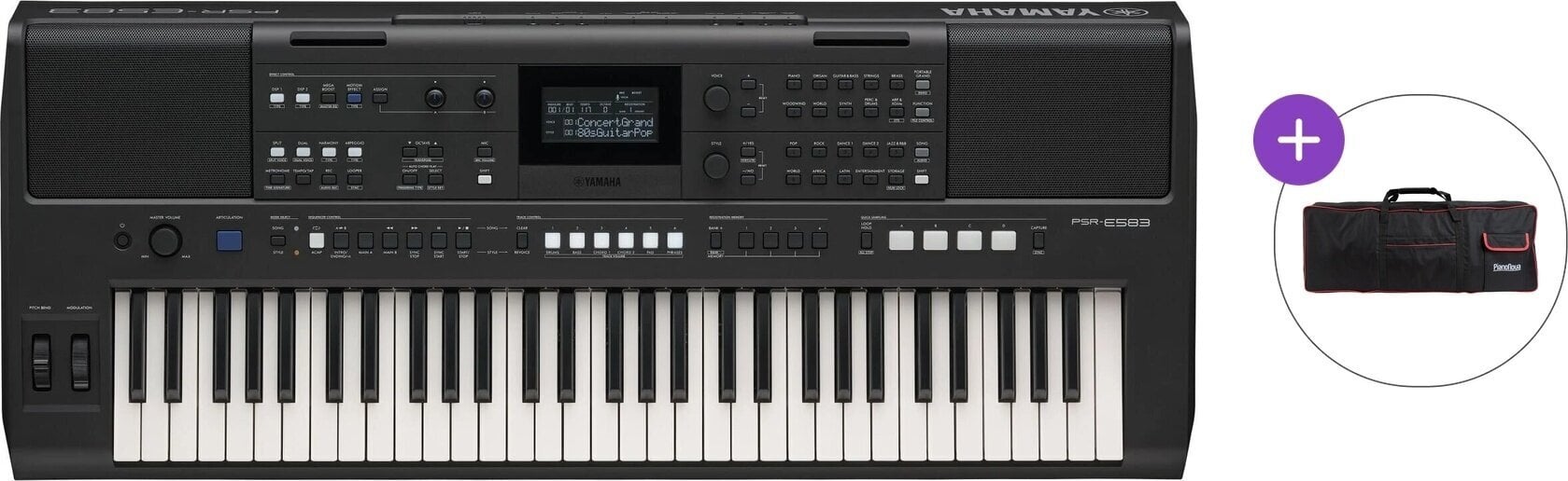 Keyboard med berøringsrespons Yamaha PSR-E583 Basic SET Keyboard med berøringsrespons Black