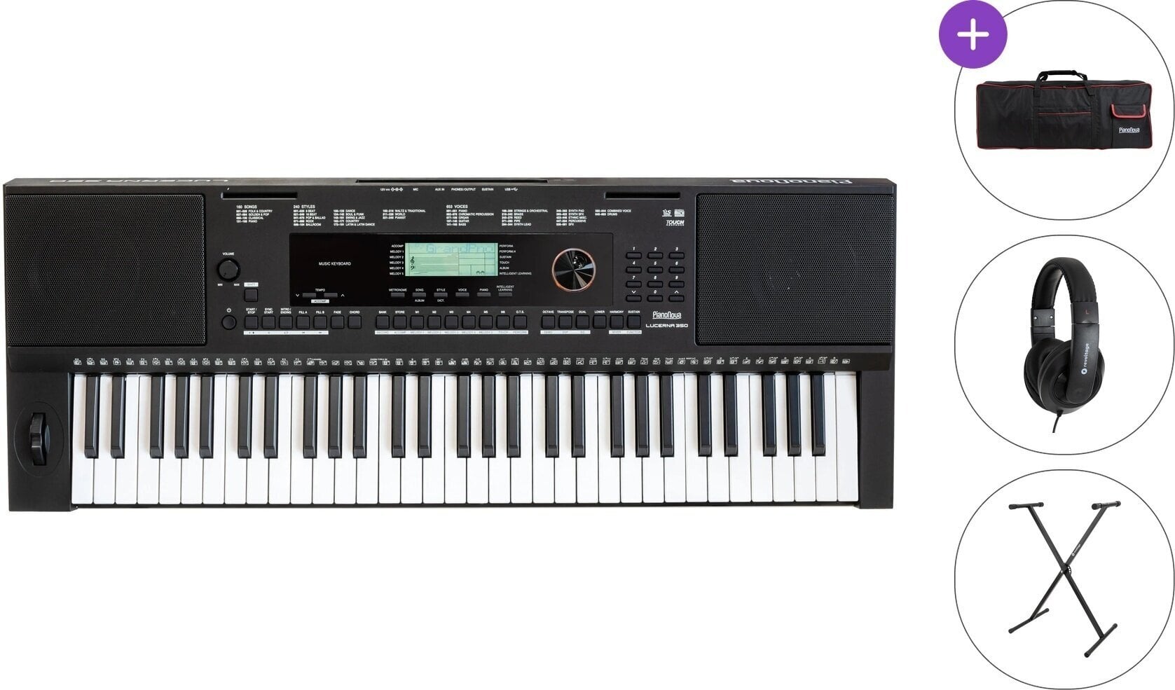 Tastiera con dinamica Pianonova Lucerna 350 Standard SET Tastiera con dinamica Black
