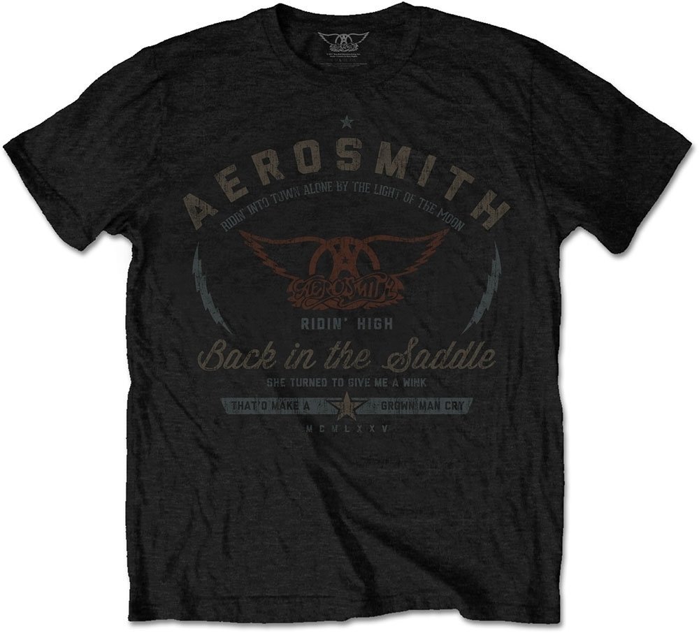 Camiseta de manga corta Aerosmith Camiseta de manga corta Back in the Saddle Negro L