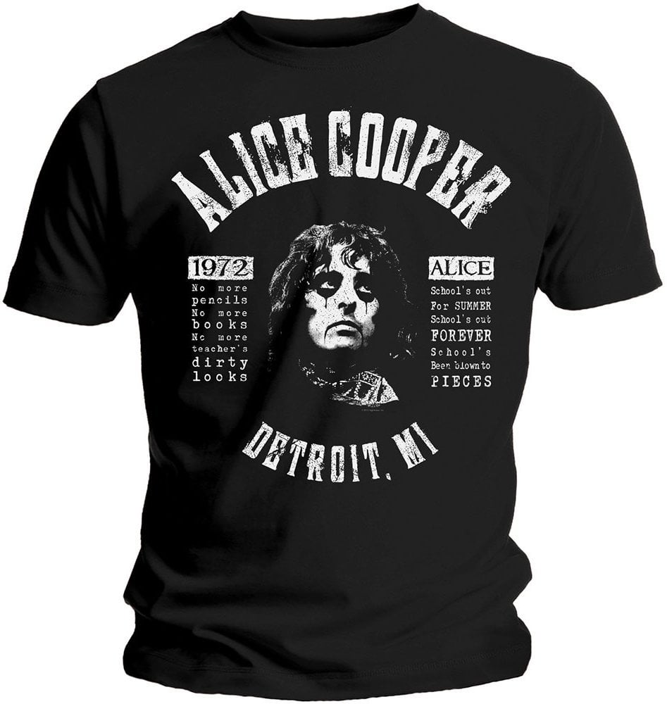 Camiseta de manga corta Alice Cooper Camiseta de manga corta School's Out Lyrics Unisex Negro S