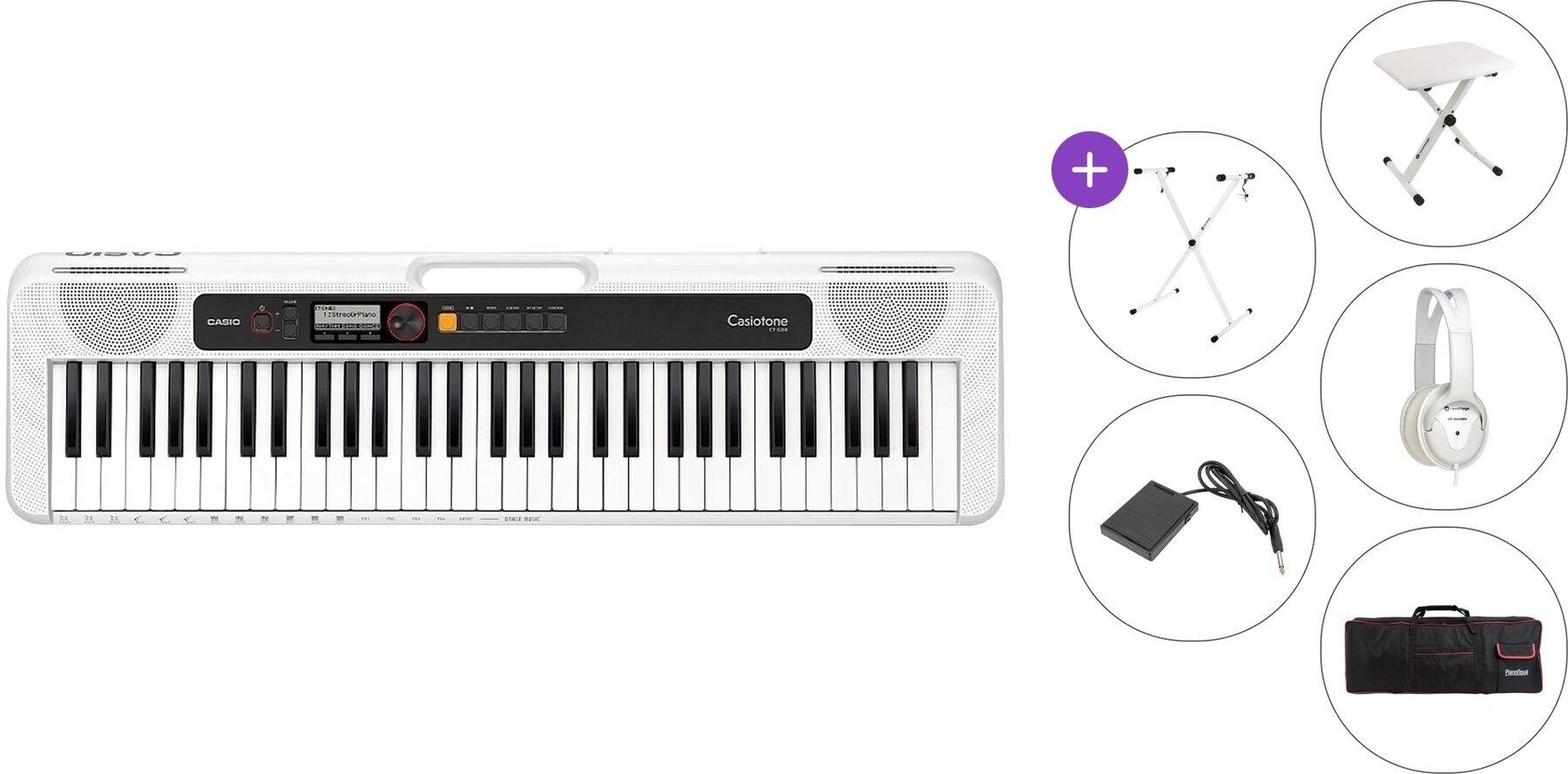 Klaviatūra bez pieskāriena reakcijas Casio CT-S200 Premium SET Klaviatūra bez pieskāriena reakcijas White