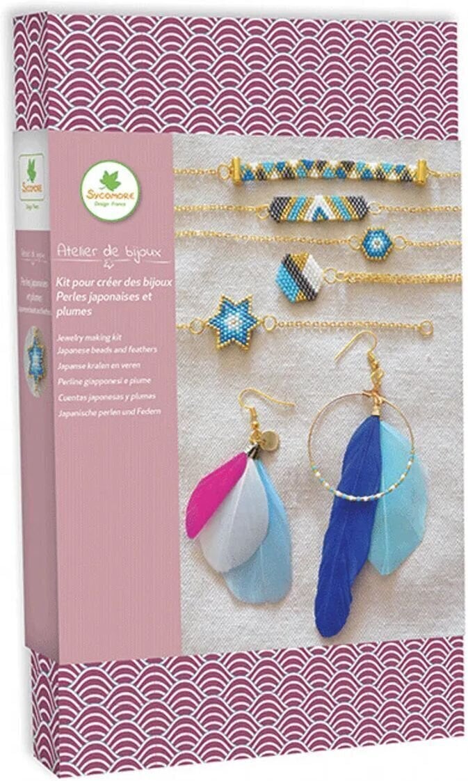Material Sycomore Atelier de bijoux Conjunto de joyería de bricolaje - Cuentas y plumas japonesas