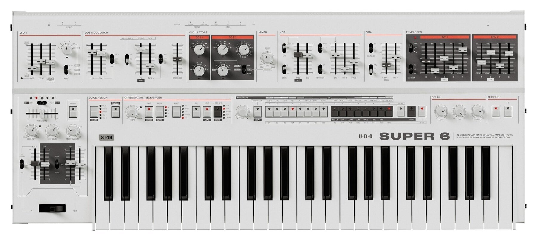 Sintesajzer UDO Super 6 Keyboard ST49 Sintesajzer White