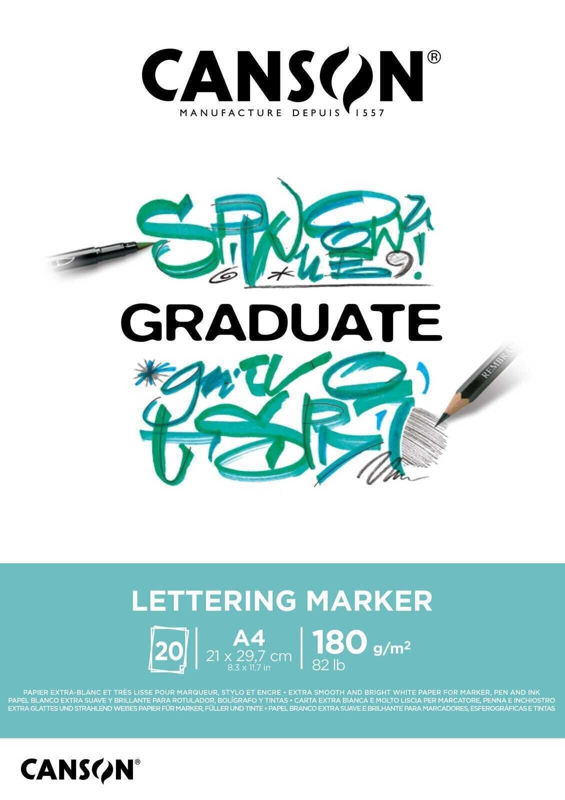 Carnet de croquis Canson Graduate Lettering Marker Graduate Carnet de croquis A4 180 g