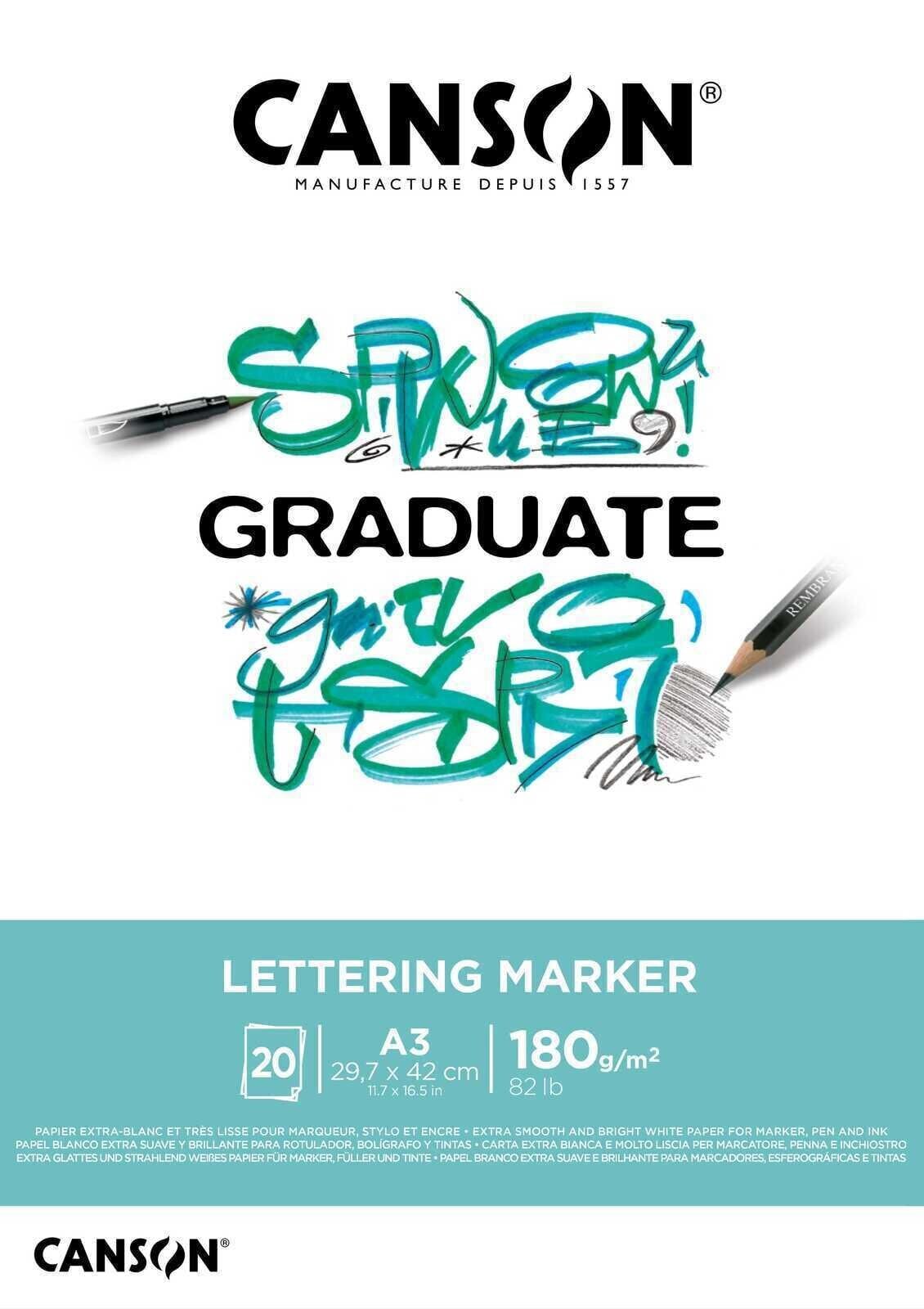 Carnet de croquis Canson Graduate Lettering Marker Graduate Carnet de croquis A3 180 g