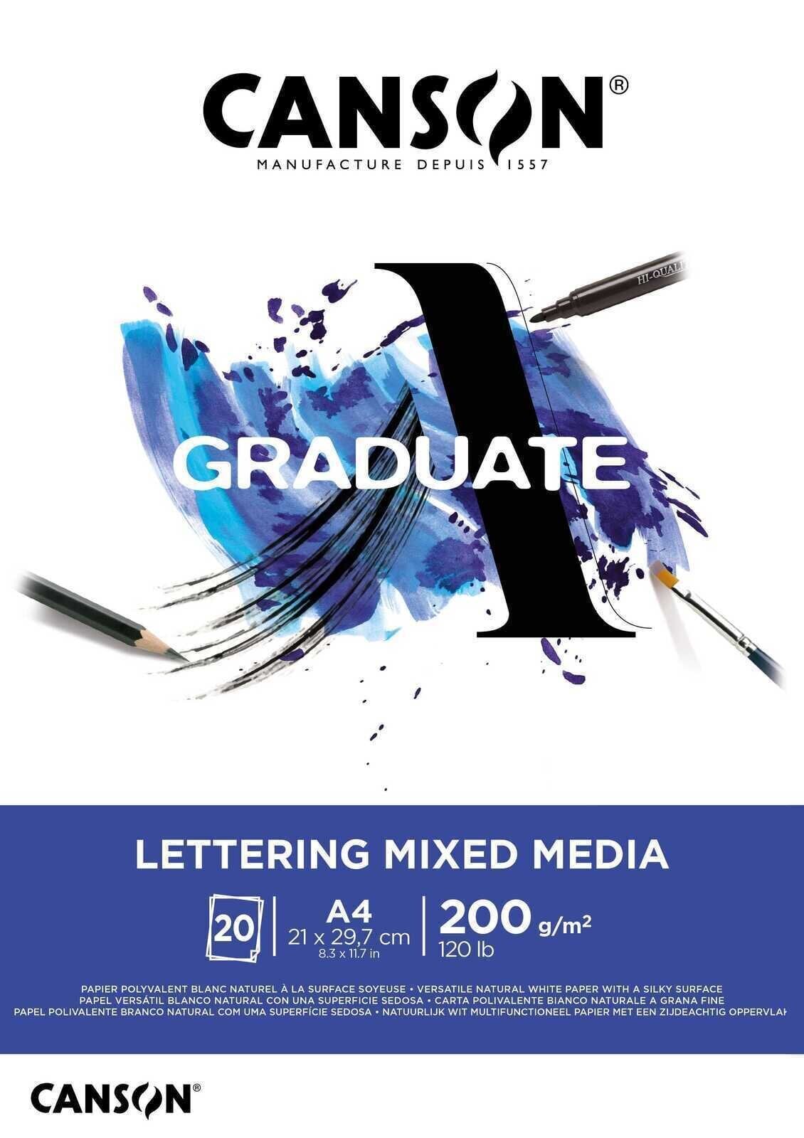 Carnet de croquis Canson Graduate Lettering Mixed Media Graduate Carnet de croquis A4 200 g