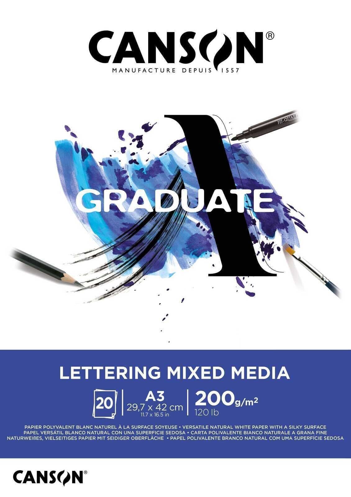 Carnet de croquis Canson Graduate Lettering Mixed Media Graduate Carnet de croquis A3 200 g