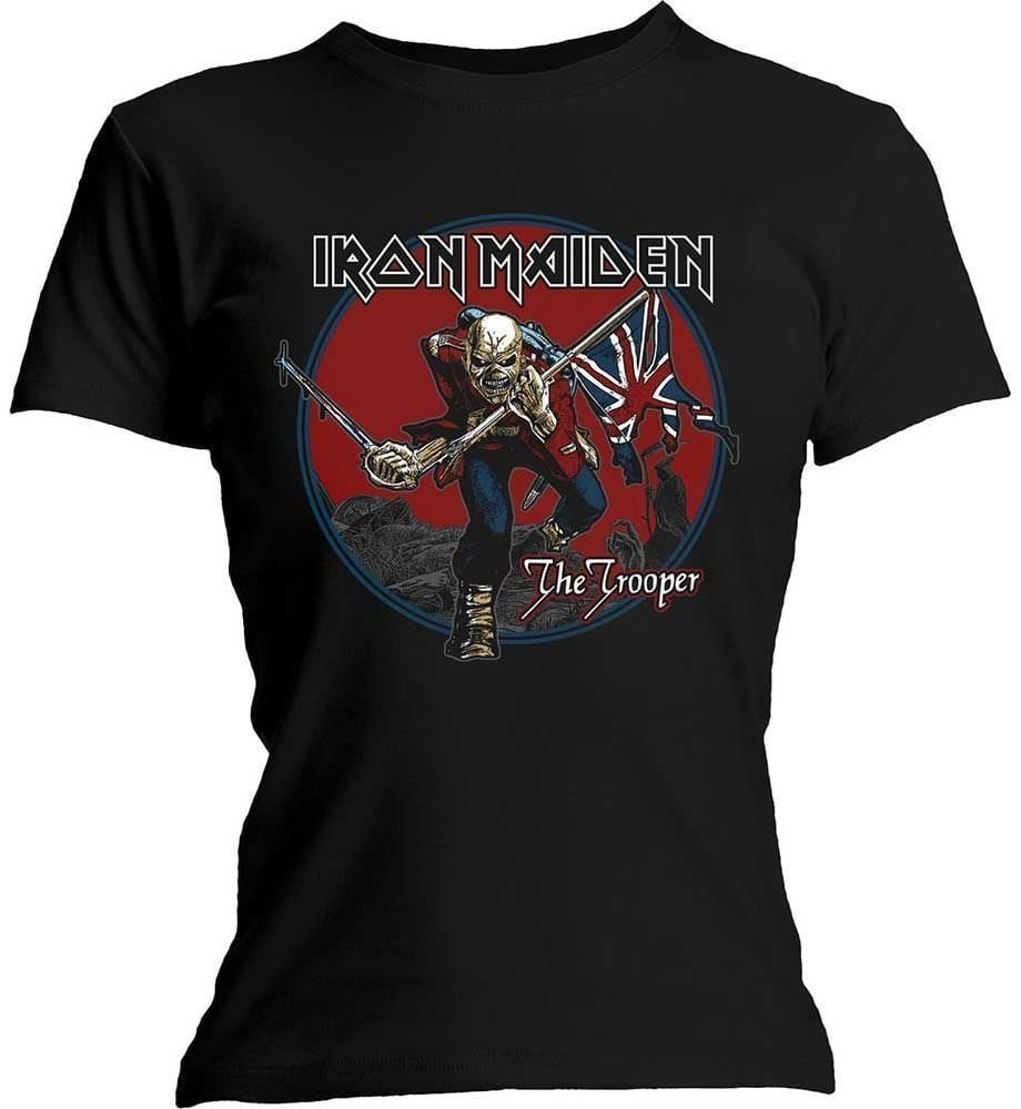 Camiseta de manga corta Iron Maiden Camiseta de manga corta Tee Trooper Red Sky Mujer Negro L