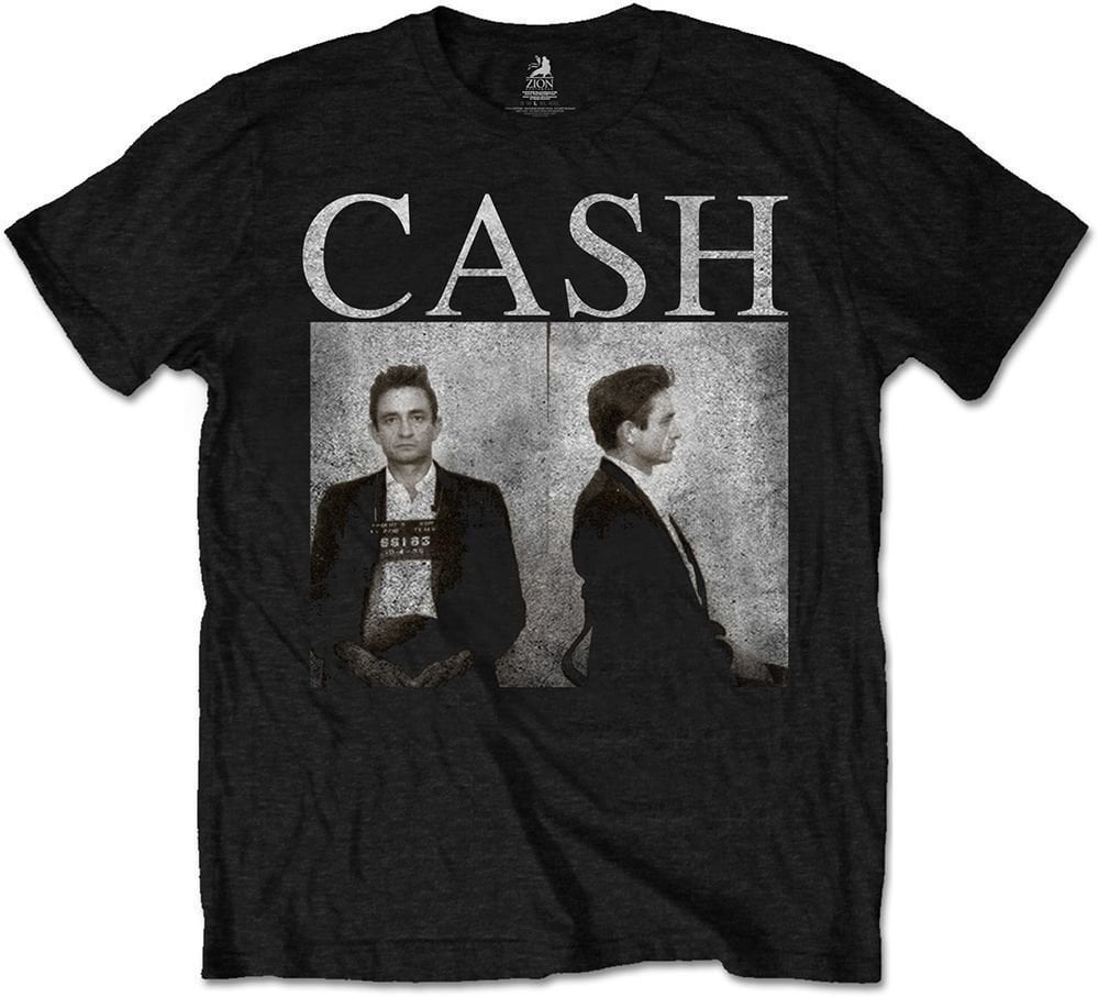 Skjorta Johnny Cash Skjorta Mug Shot Unisex Black L