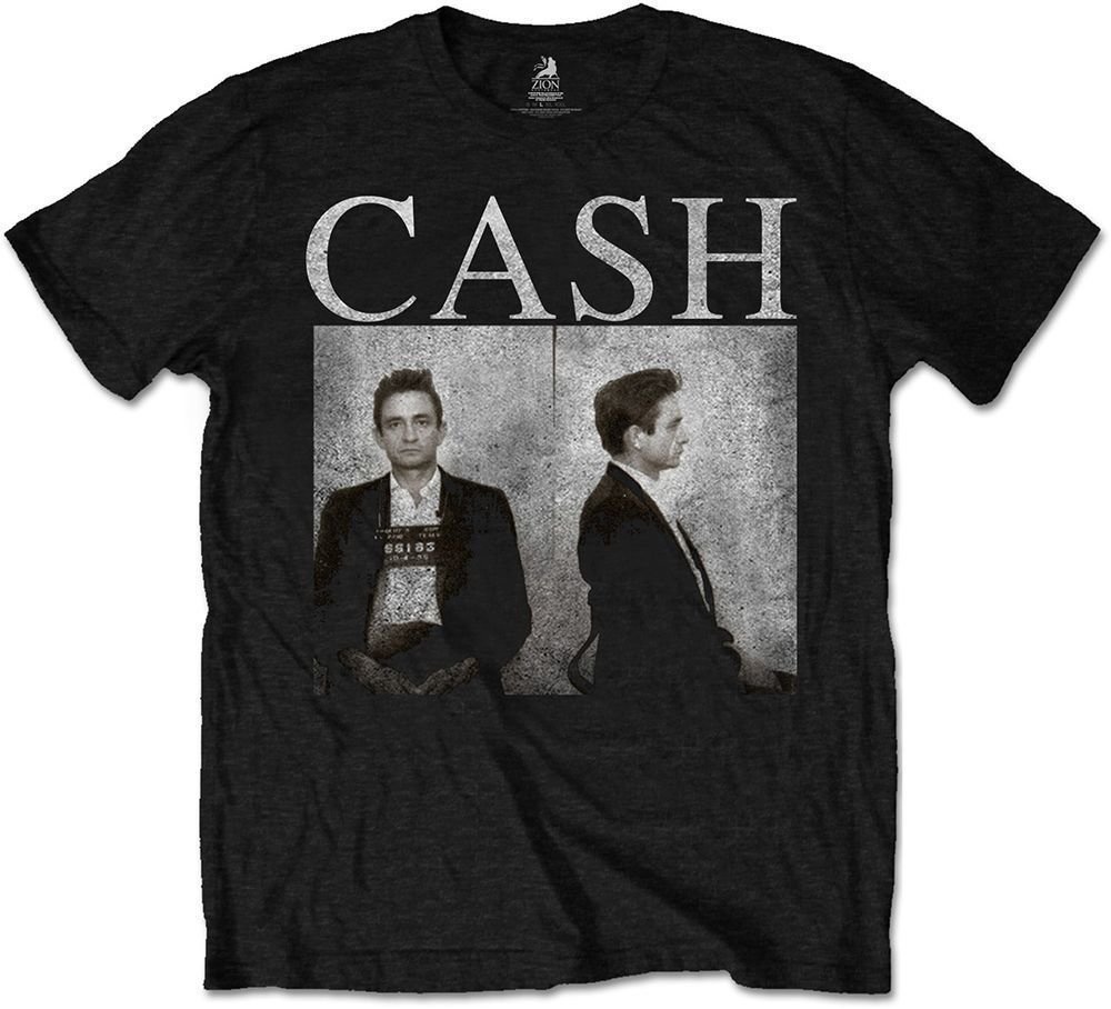 Camiseta de manga corta Johnny Cash Camiseta de manga corta Mug Shot Unisex Black M