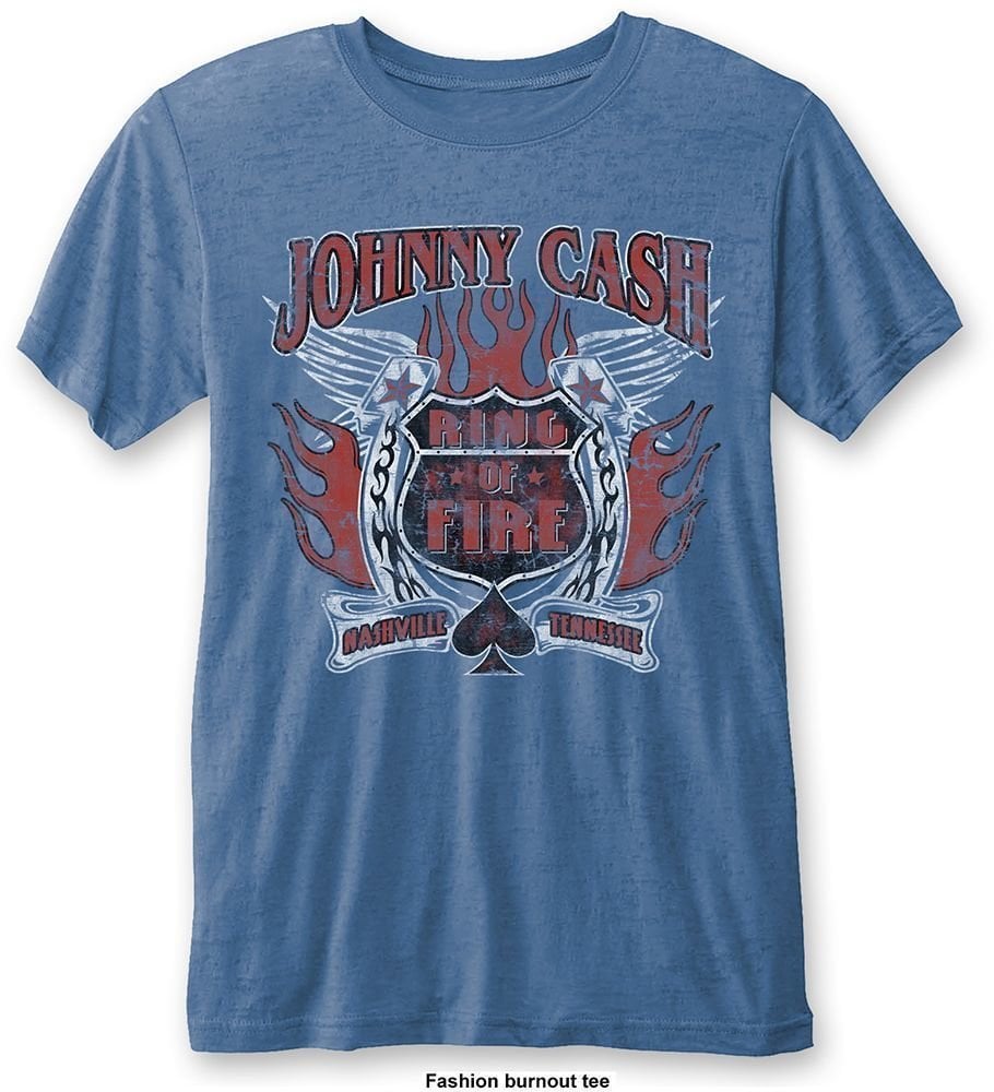 Skjorta Johnny Cash Skjorta Ring of Fire Unisex Blue L
