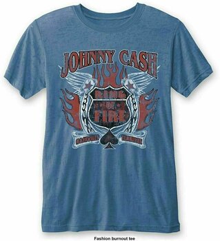 Skjorte Johnny Cash Skjorte Ring of Fire Unisex Blue L - 1