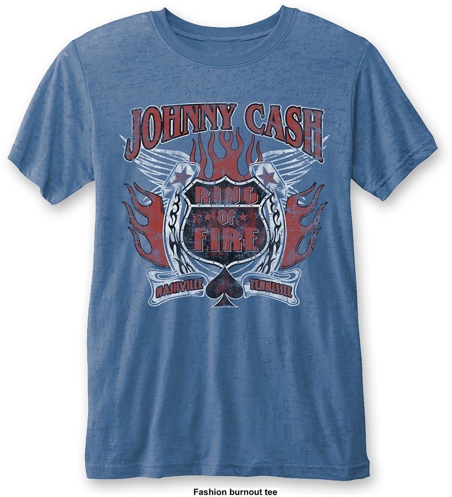 Skjorta Johnny Cash Skjorta Ring of Fire Unisex Blue XL