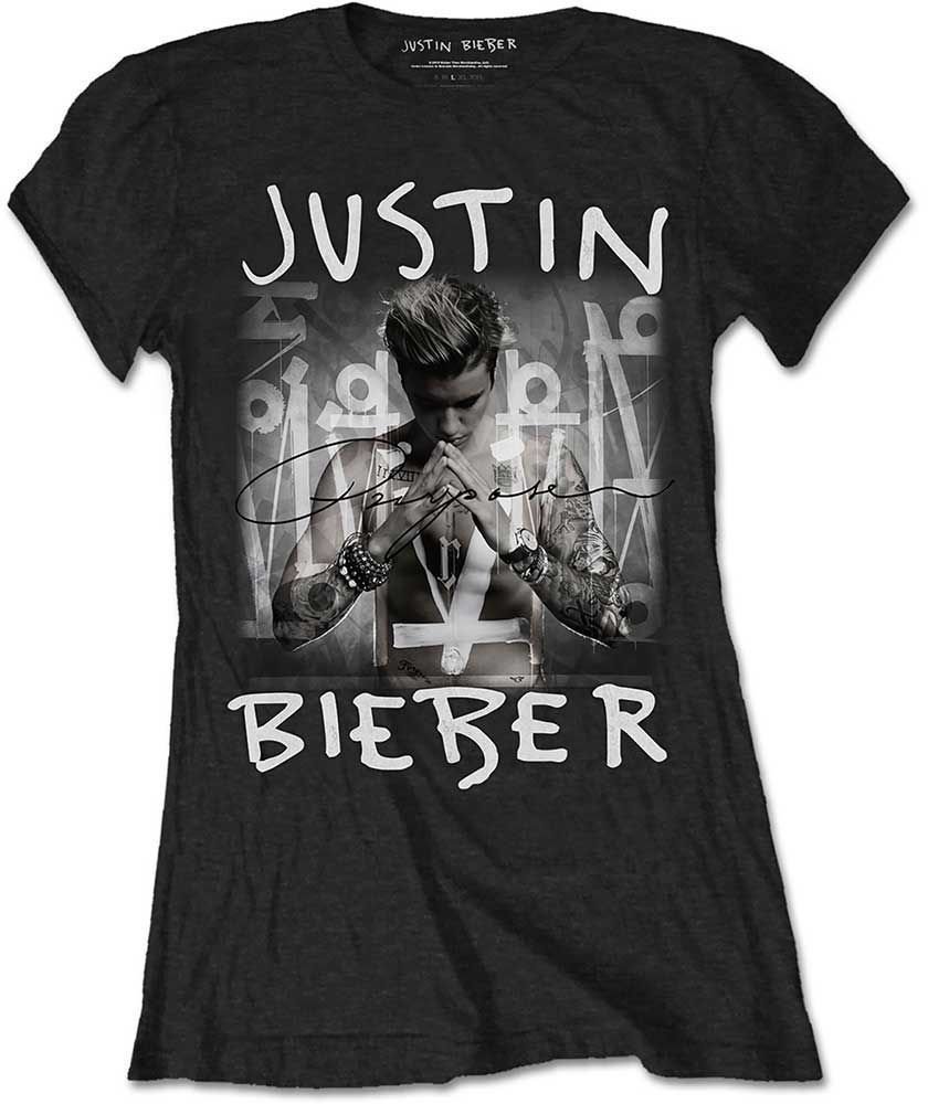 Skjorte Justin Bieber Skjorte Purpose Logo Hunkøn Sort L